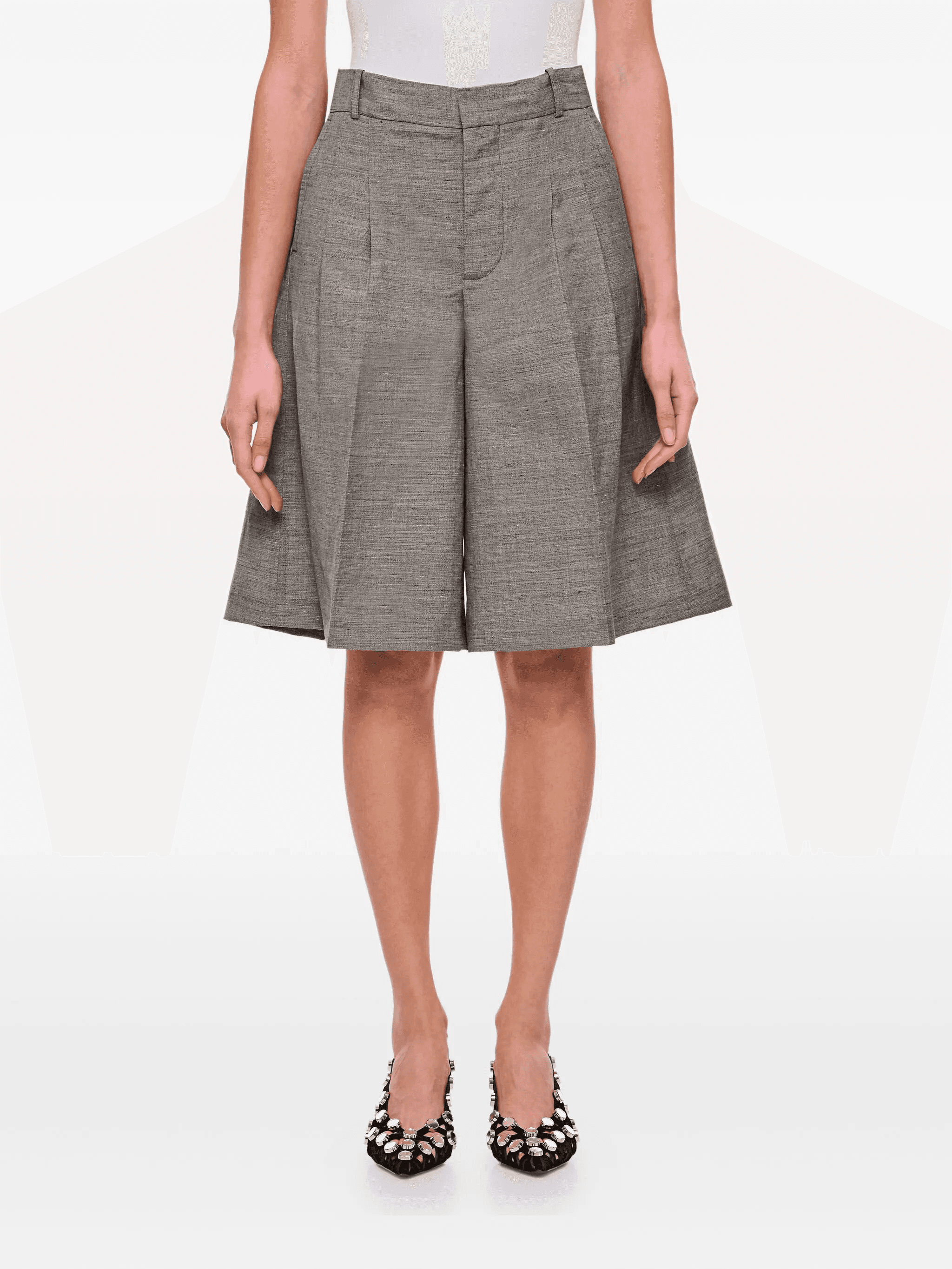pleated high-waist shorts - Image 1