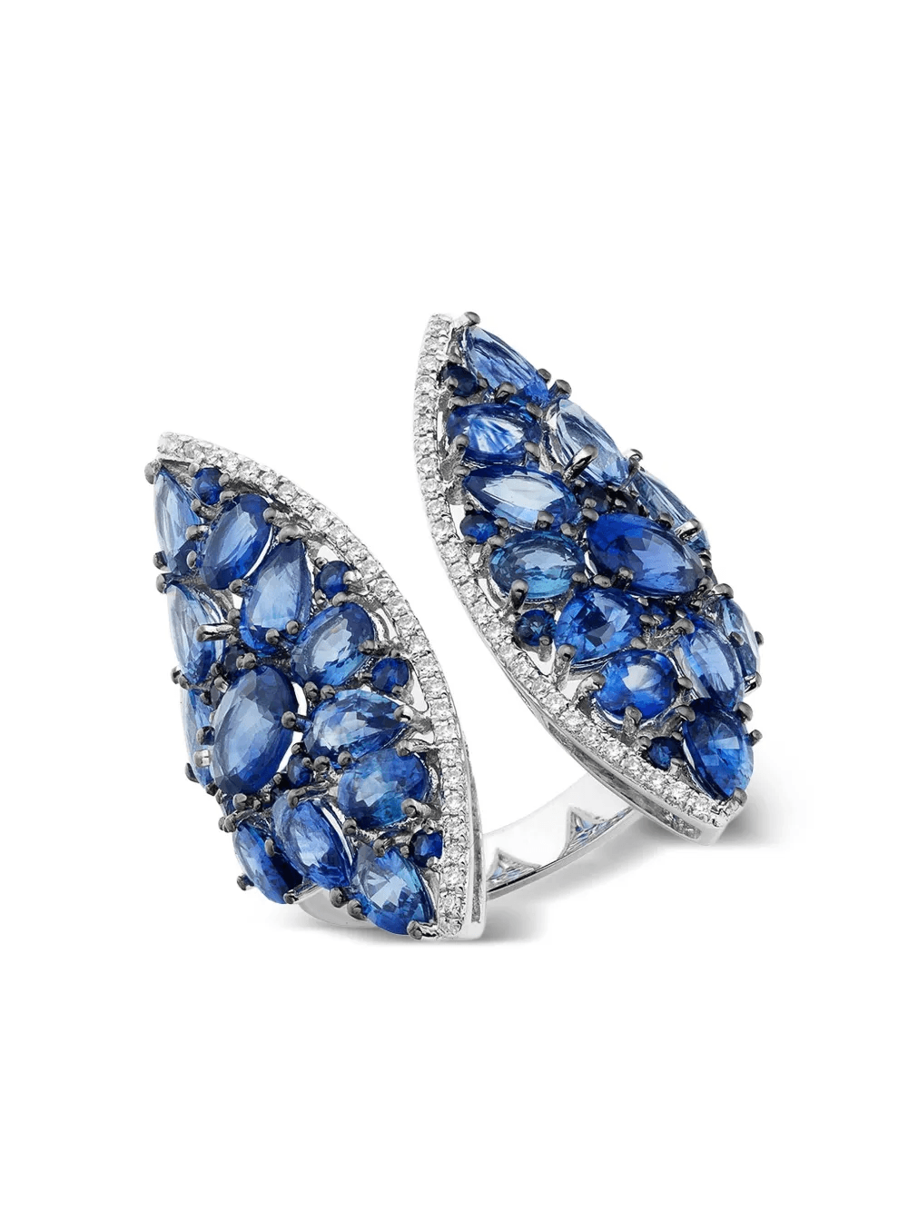 silver sapphire and diamond Skylight ring - Image 1