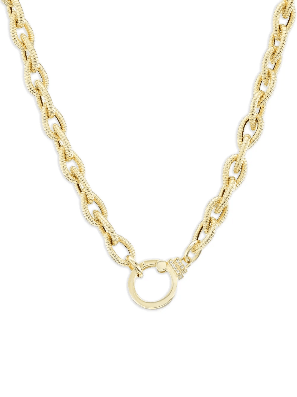 diamond textured teardrop chain necklace - Image 1