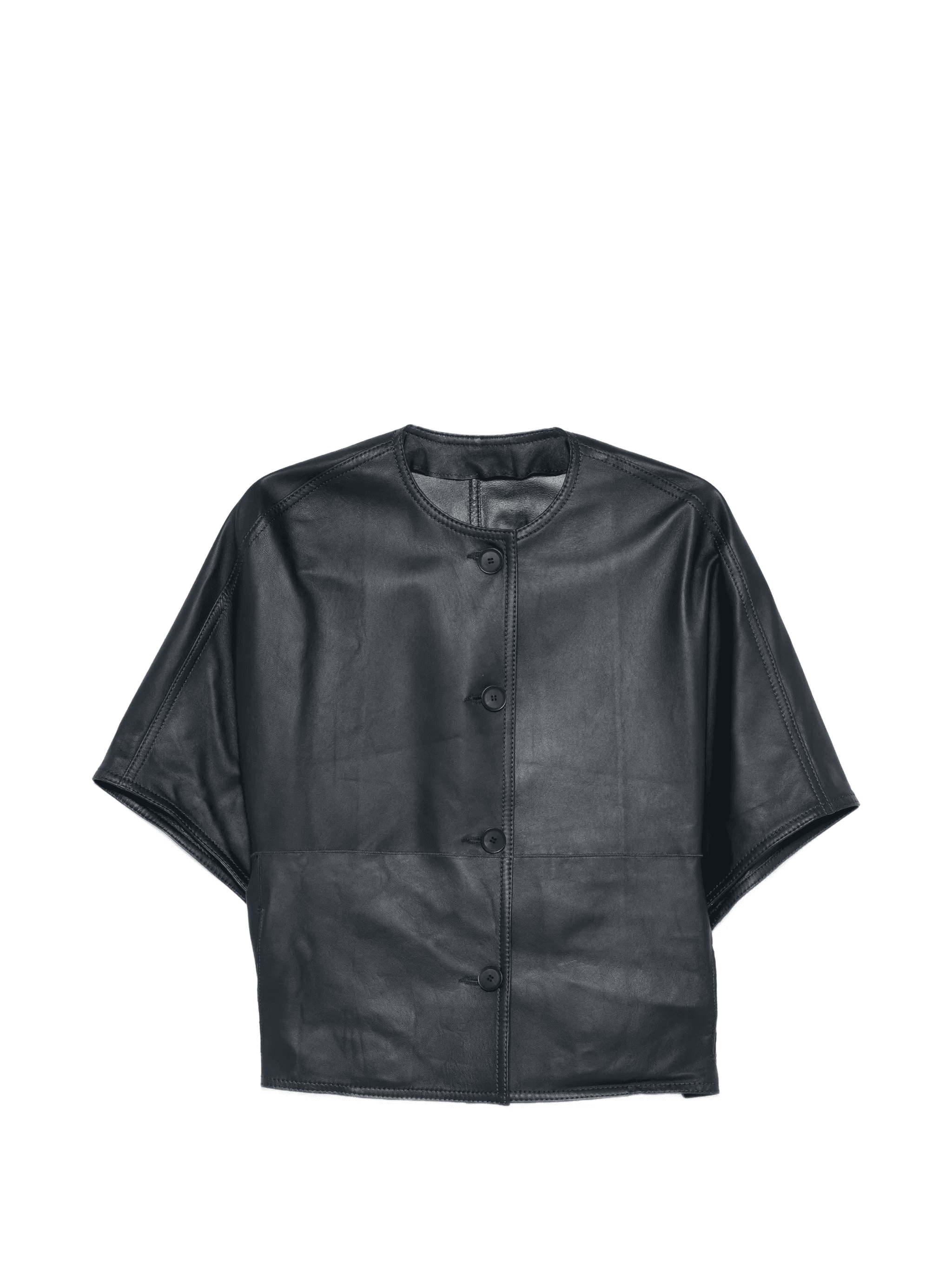 buttoned leather jacket - Image 1
