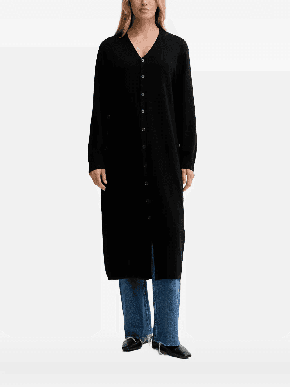 button-up V-neck cardi-coat - Image 1