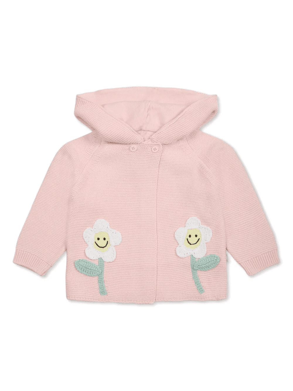 floral-appliqué knitted hoodie - Image 1