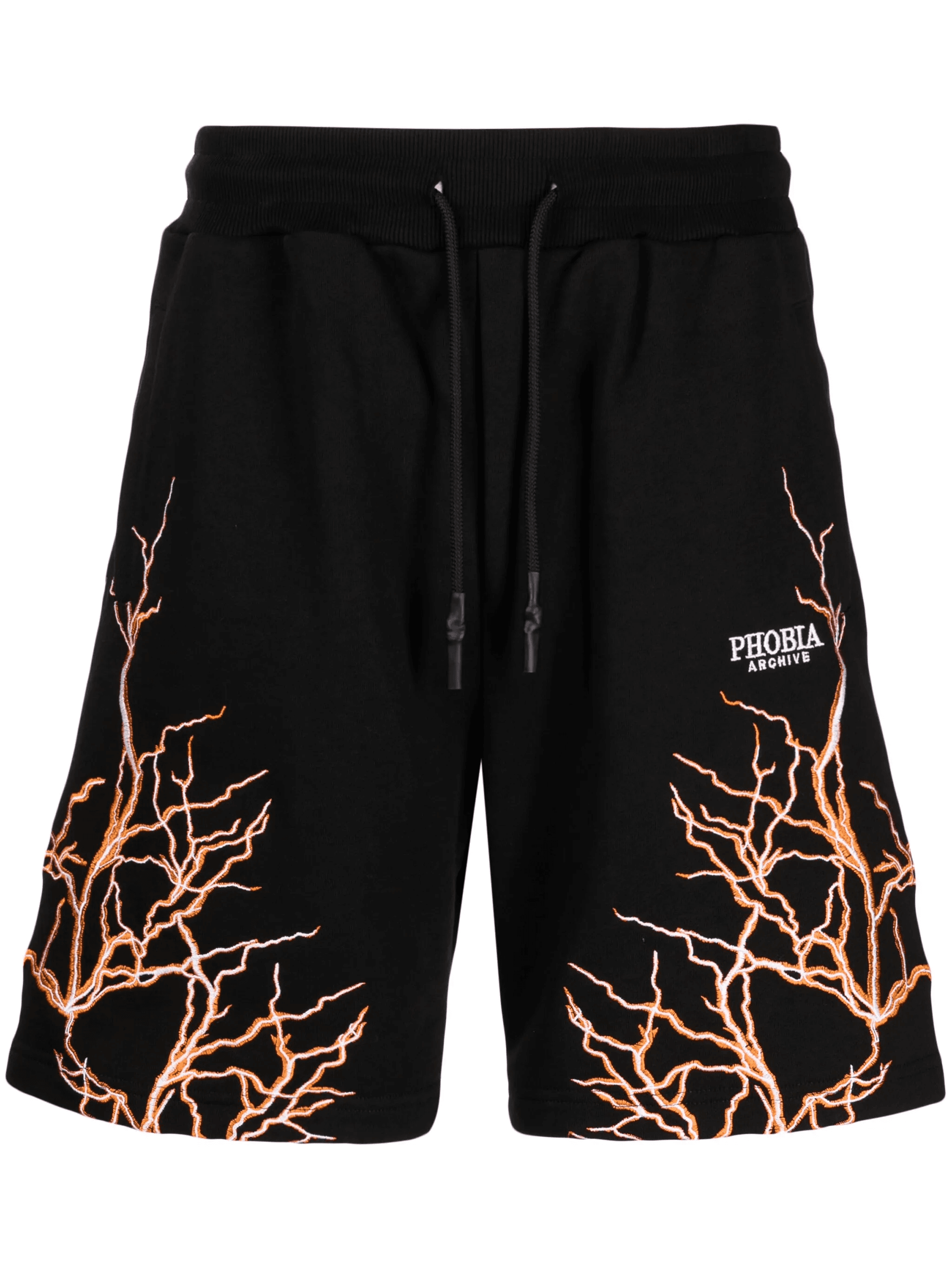 Lightning-embroidered track shorts - Image 1