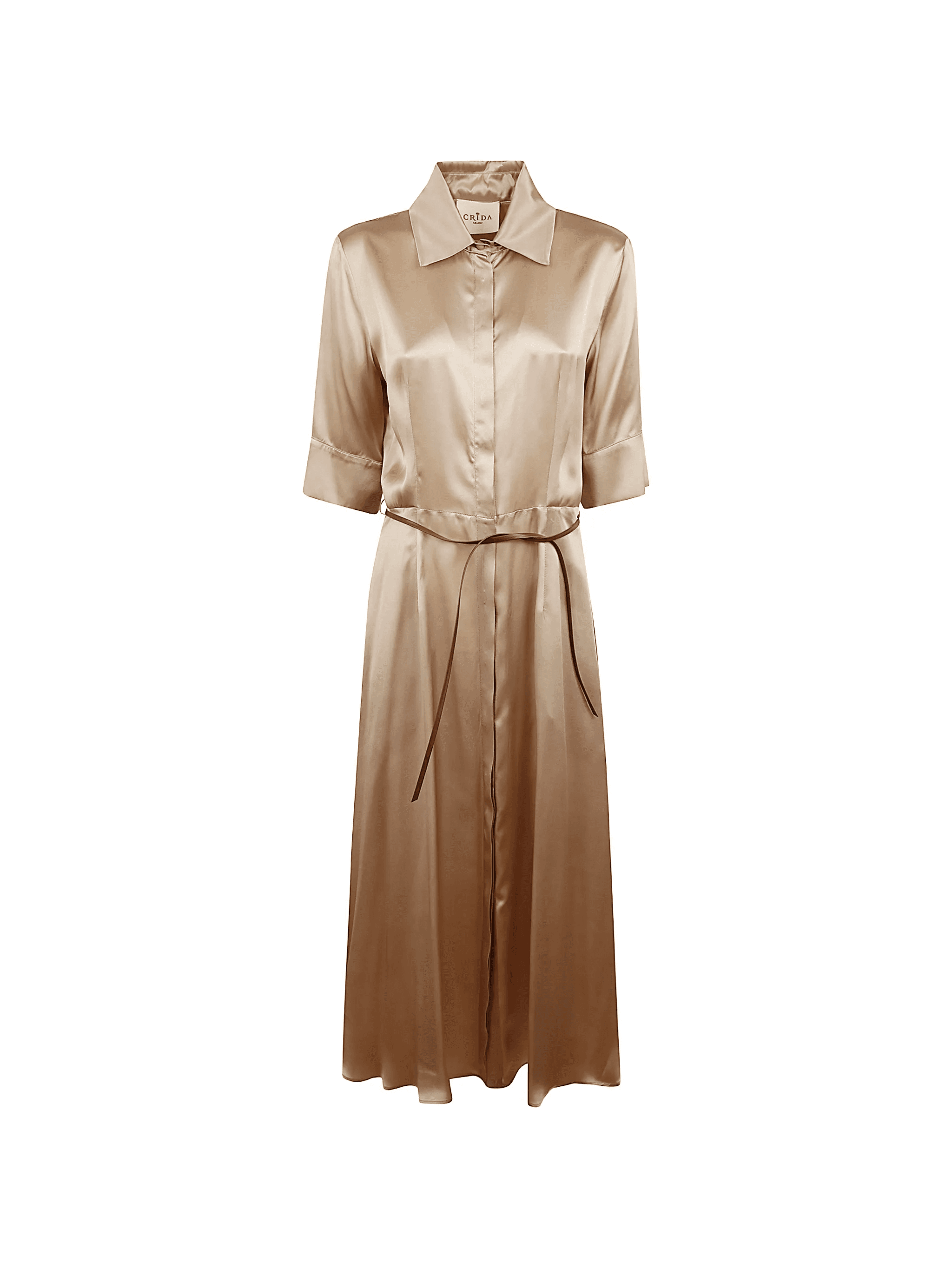 collared belted midi dress - Image 1