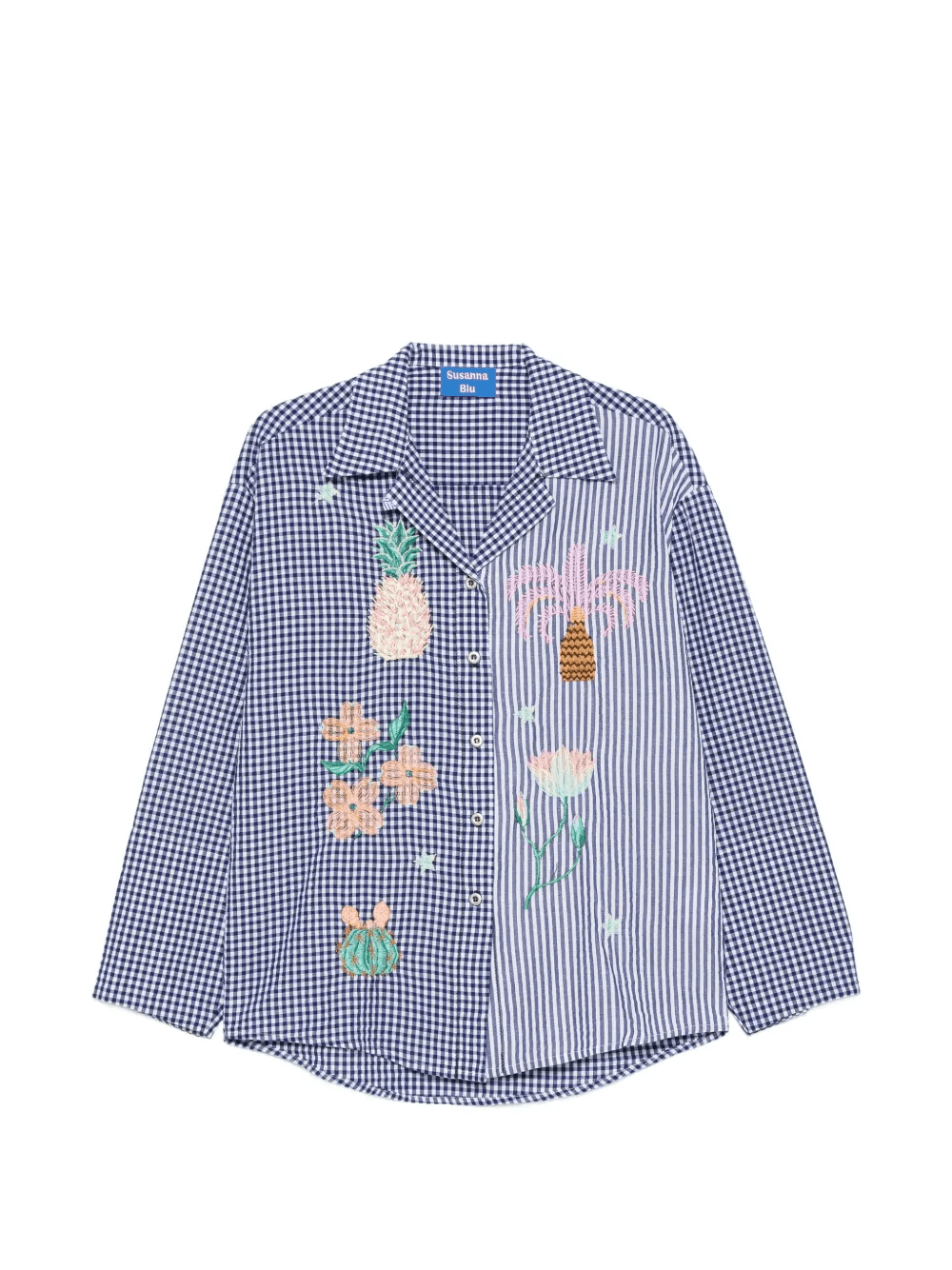 gingham striped embroidered shirt - Image 1