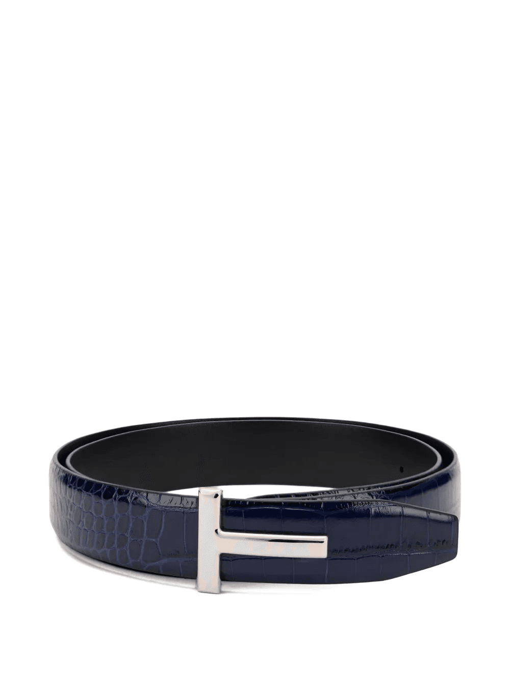 crocodile-texture T-buckle belt - Image 1