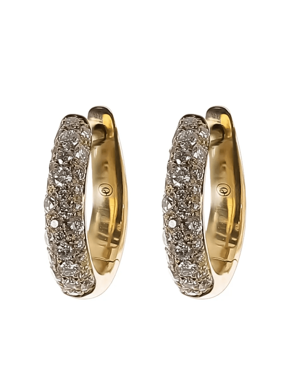 18K yellow gold Cobblestone diamond hoop earrings - Image 1