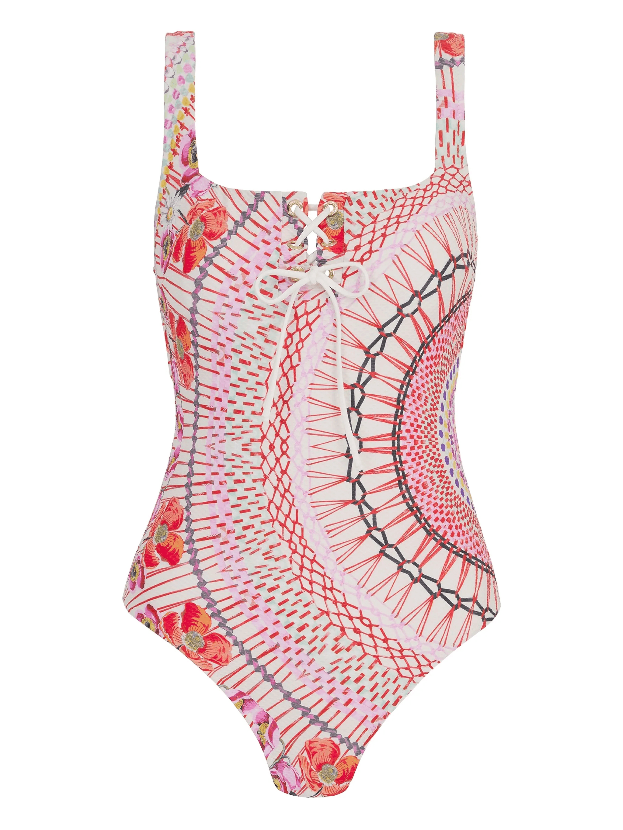 Pomegranate lace-up floral swimsuit - Image 1
