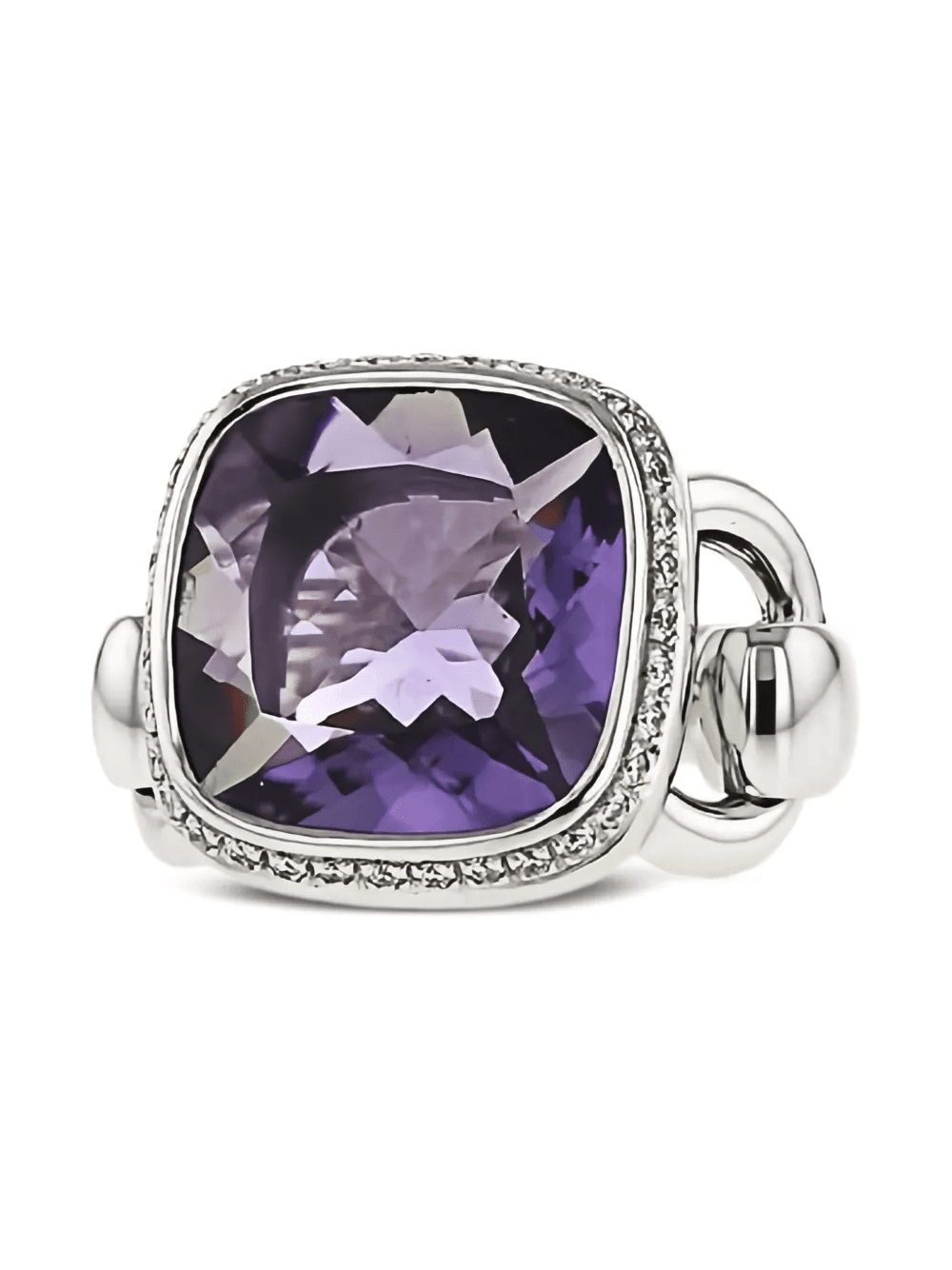 2010s white gold Indrani diamond and amethyst ring - Image 1