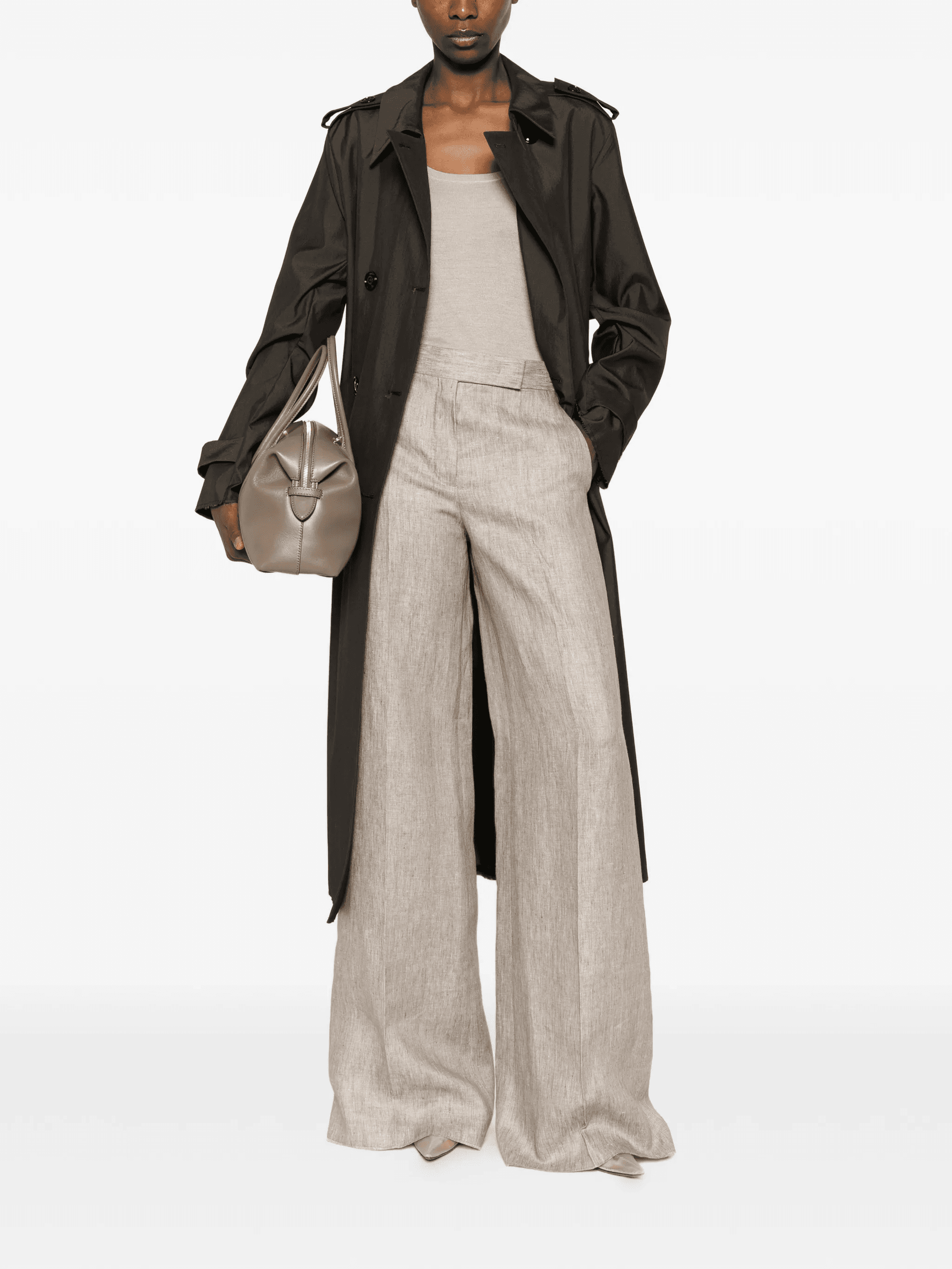 Herringbone linen twill trousers - Image 1