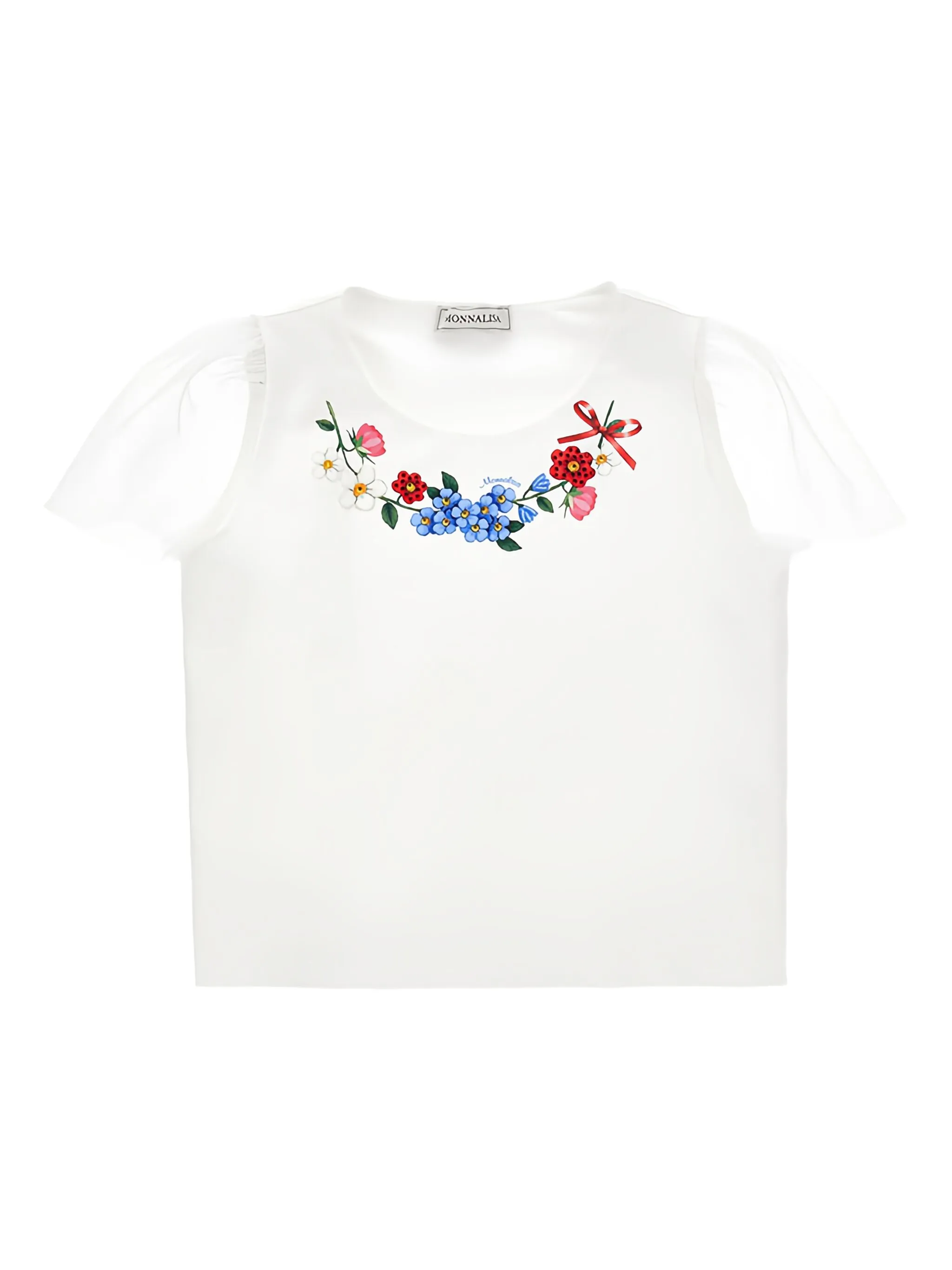 floral-embroidered T-shirt - Image 1