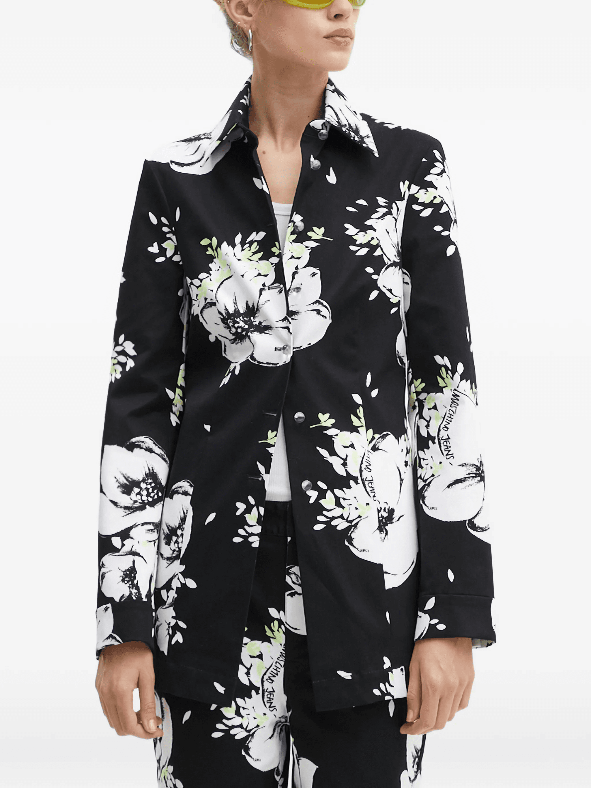 floral-print denim jacket - Image 1