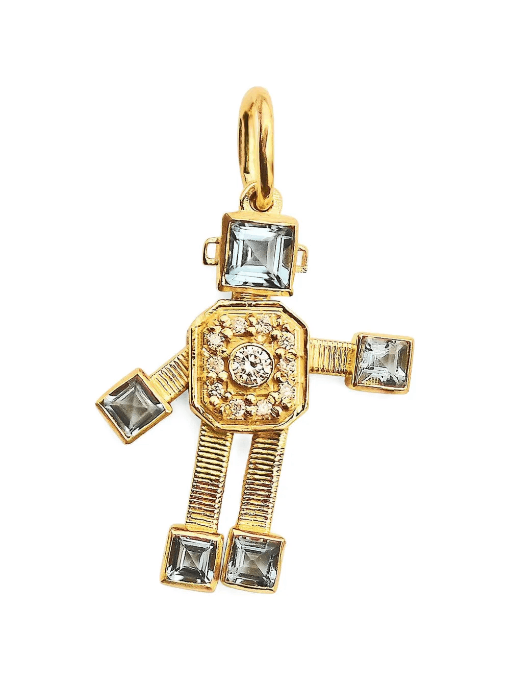 Robot aquamarine and diamond pendant - Image 1
