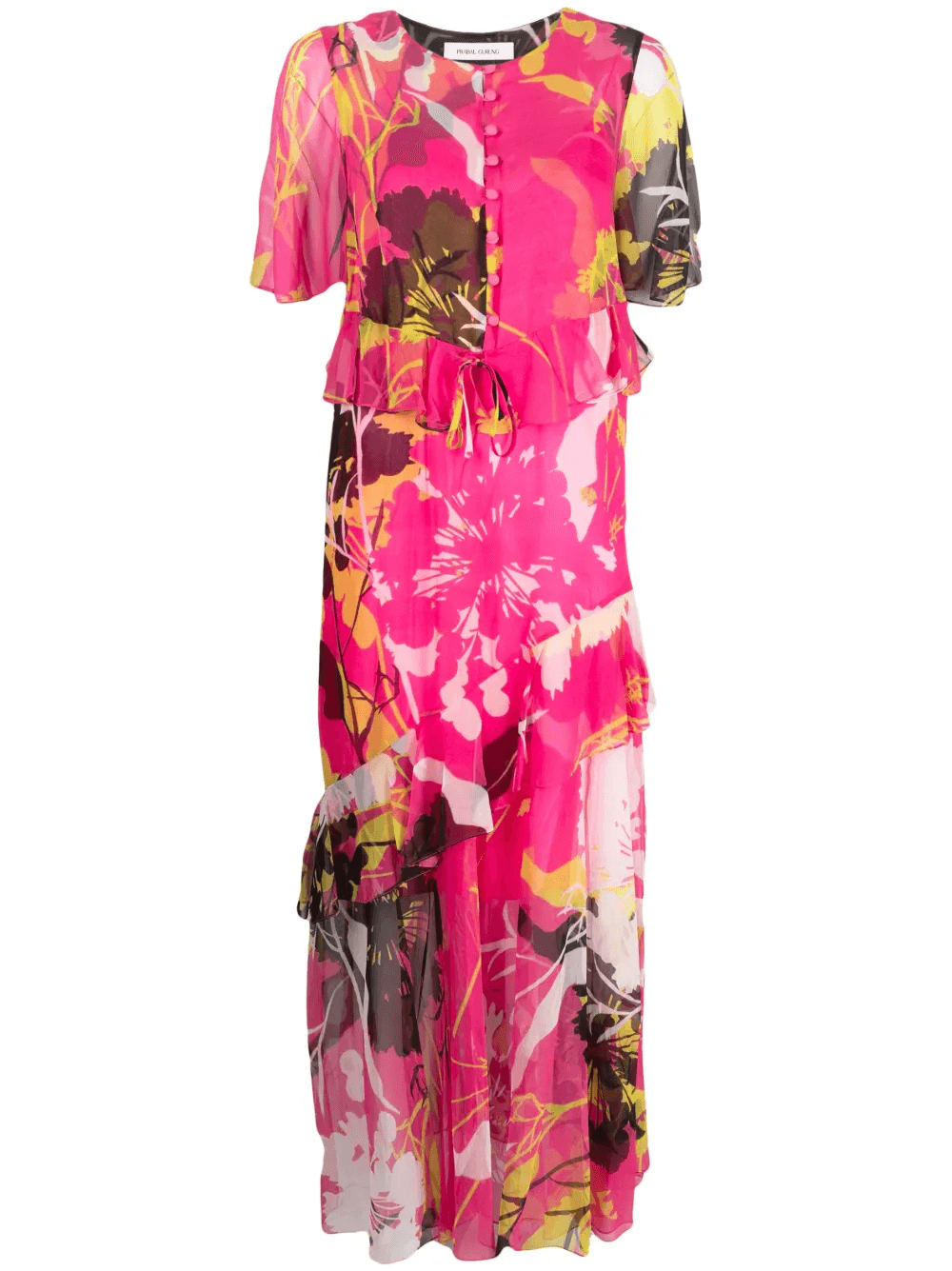 botanical-print silk dress - Image 1