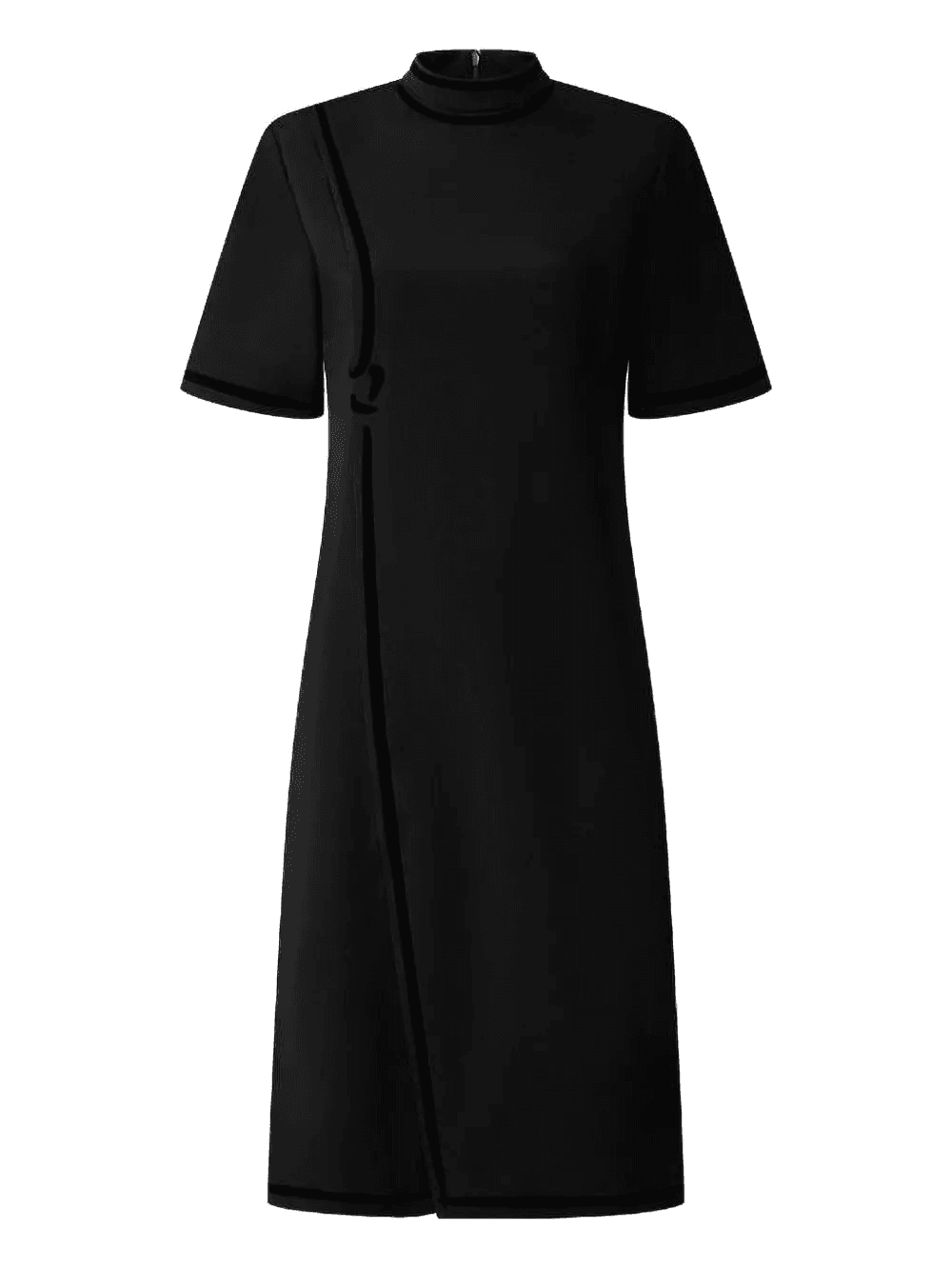 velvet-trimmed silk dress - Image 1