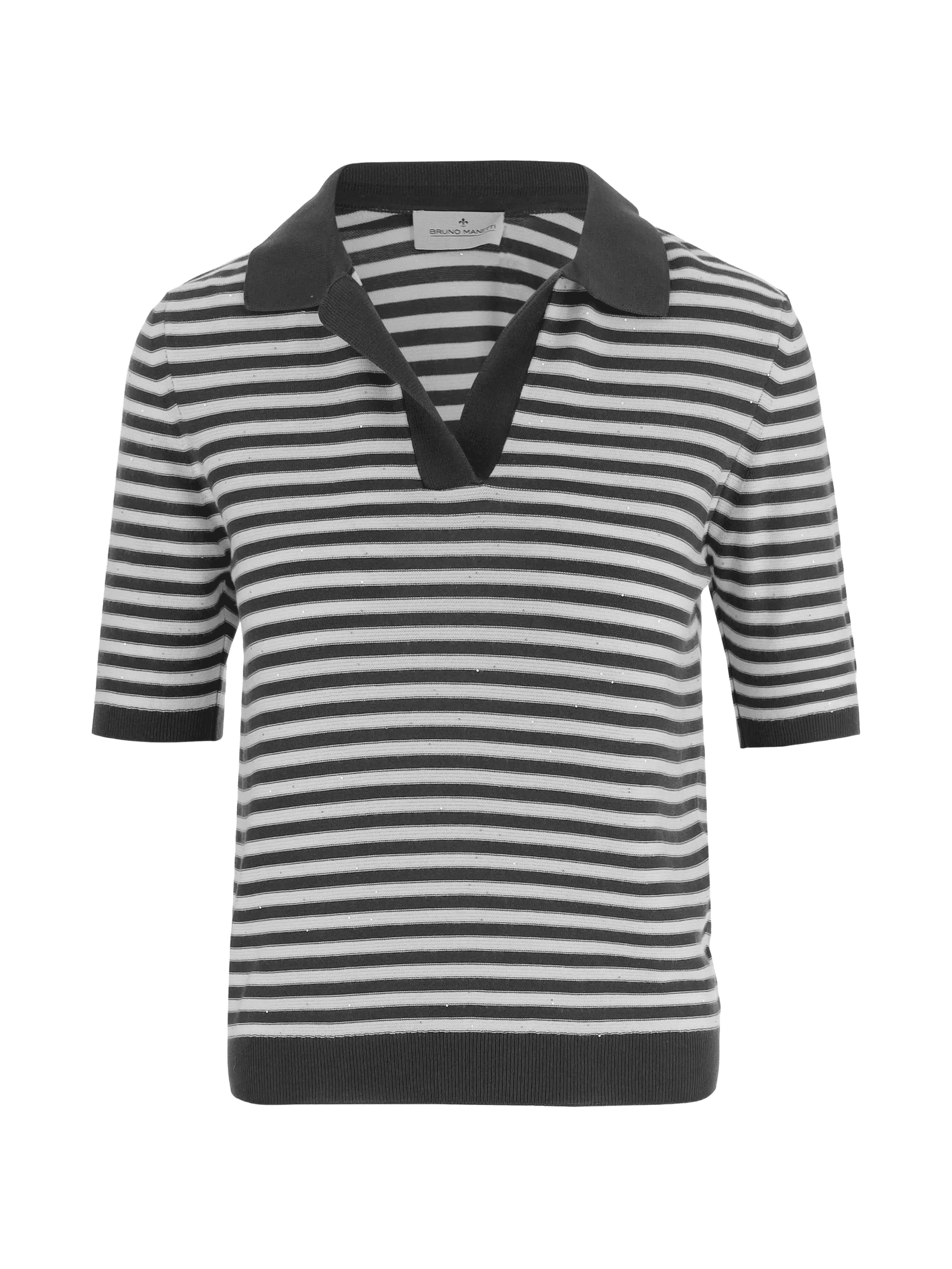striped-pattern collared T-shirt - Image 1