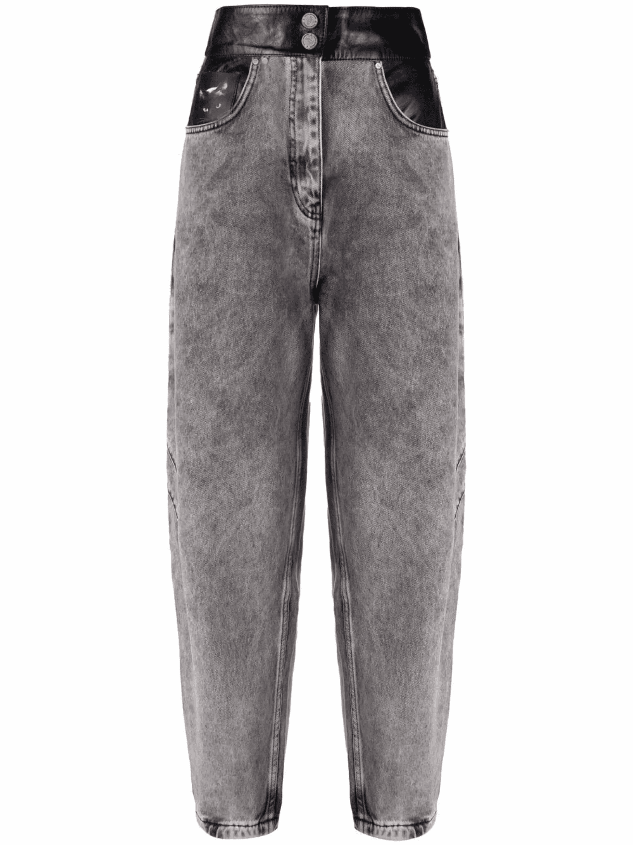 high-waisted faded jeans - Image 1