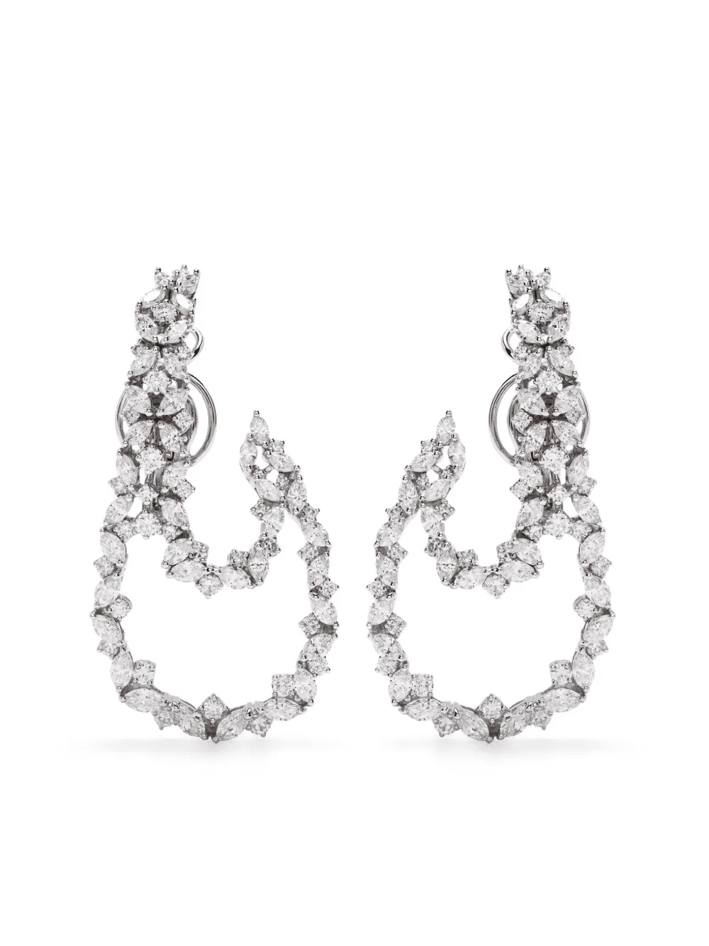 18kt white gold hoop diamond earrings - Image 1