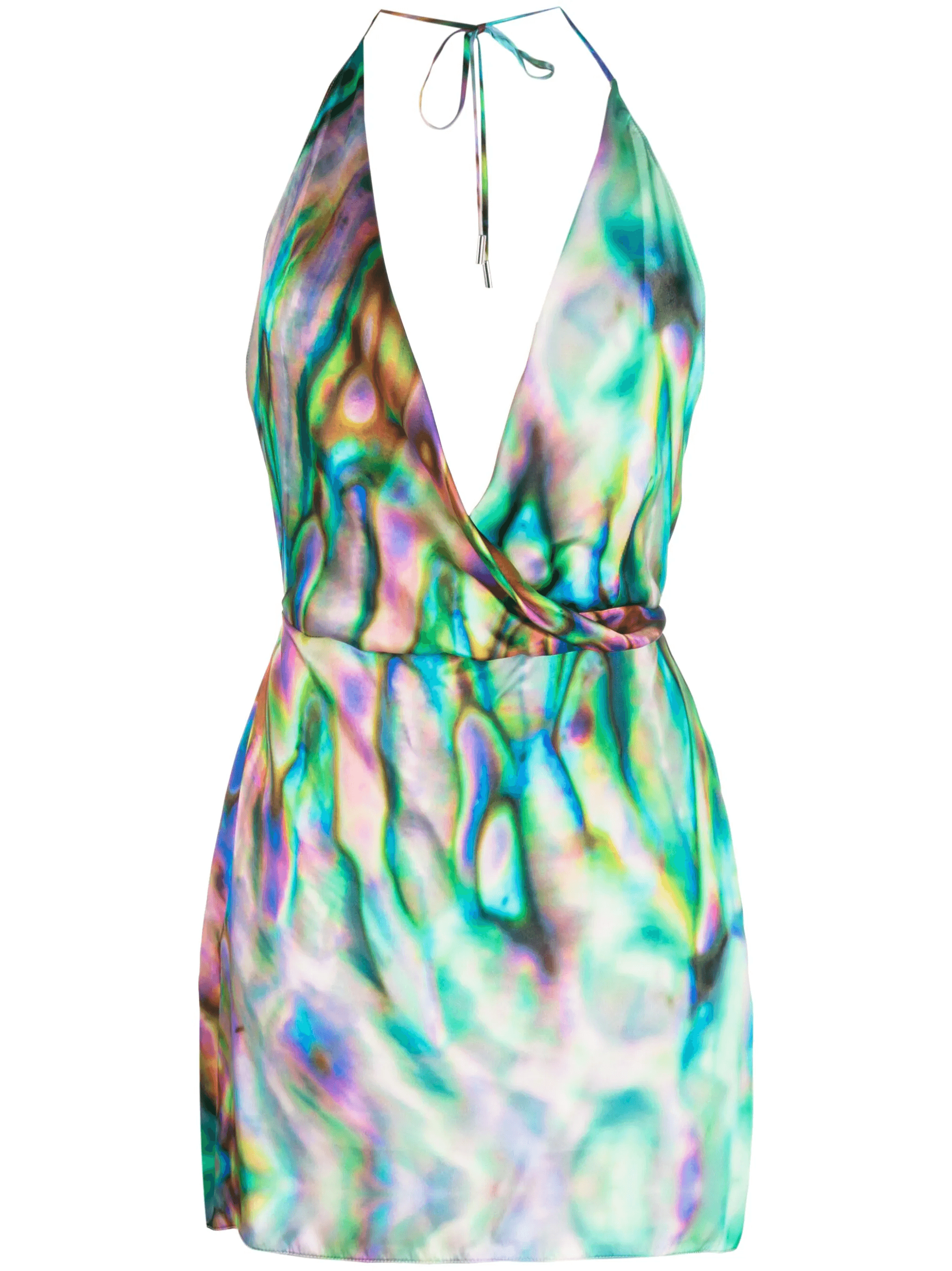 abstract-print halterneck silk minidress - Image 1