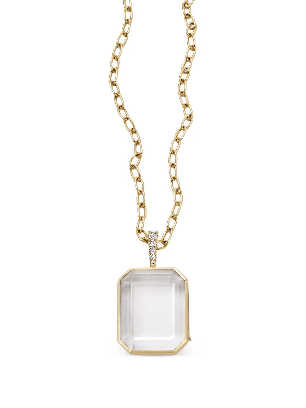 18K yellow gold diamond locket necklace - Image 1