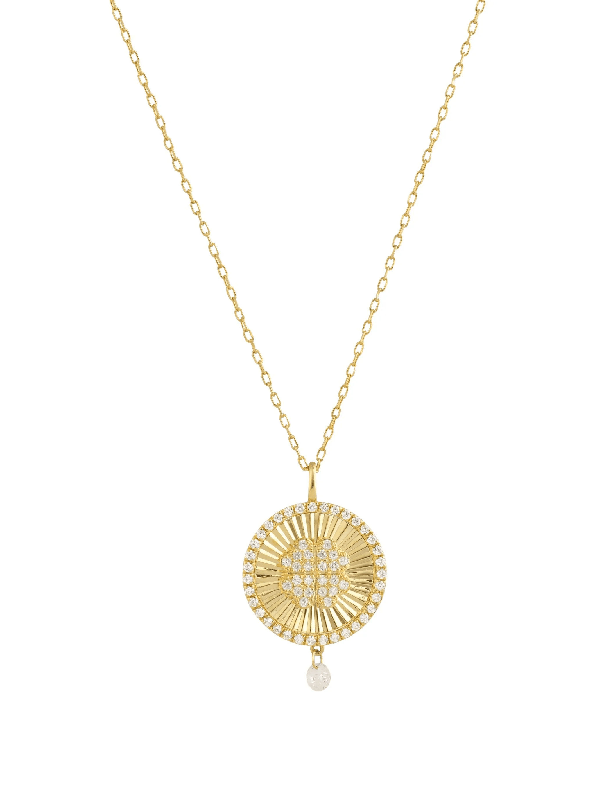 18K yellow gold diamond clover necklace - Image 1