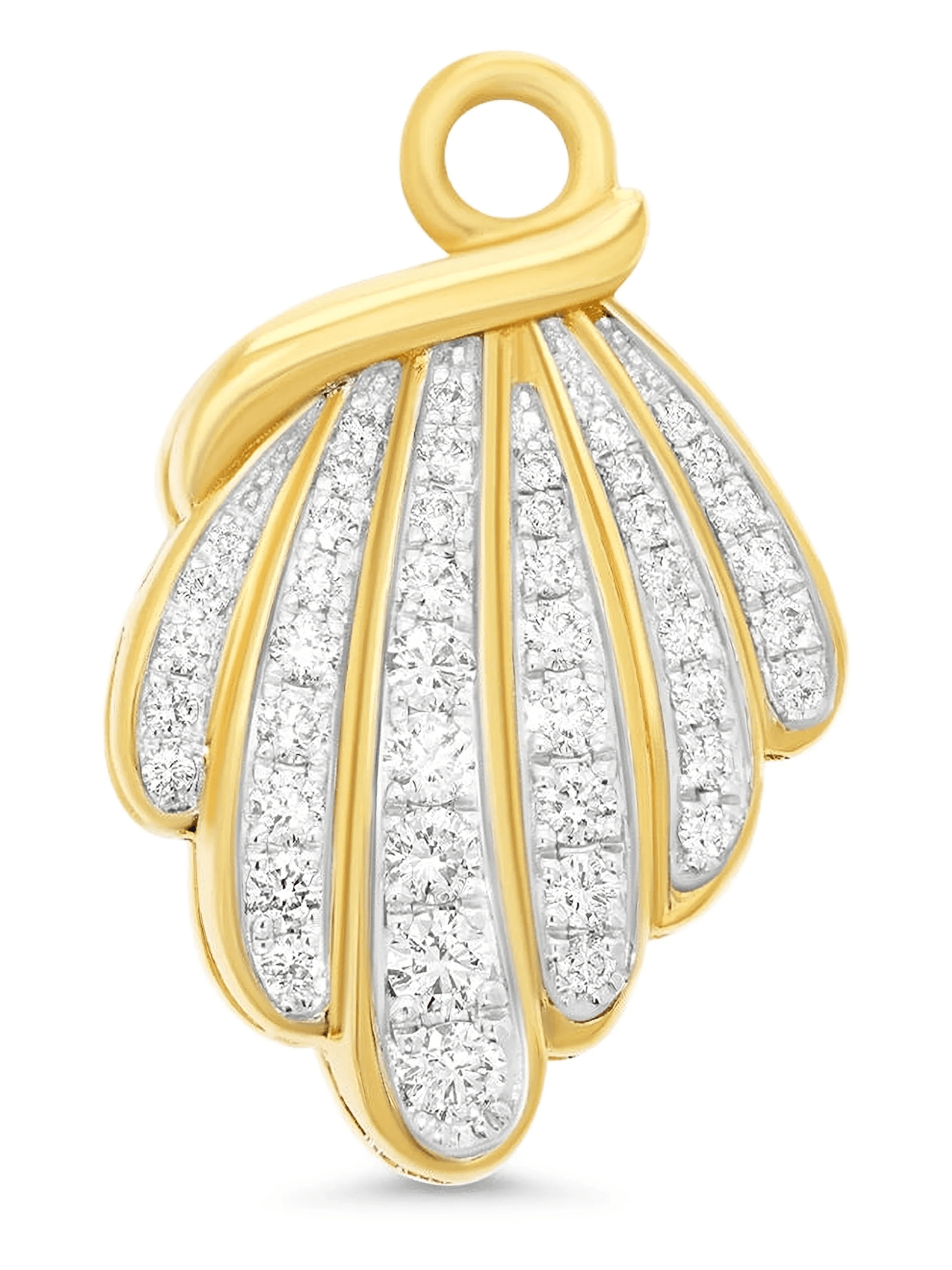 18K yellow gold Papua sea-shell diamond charm - Image 1