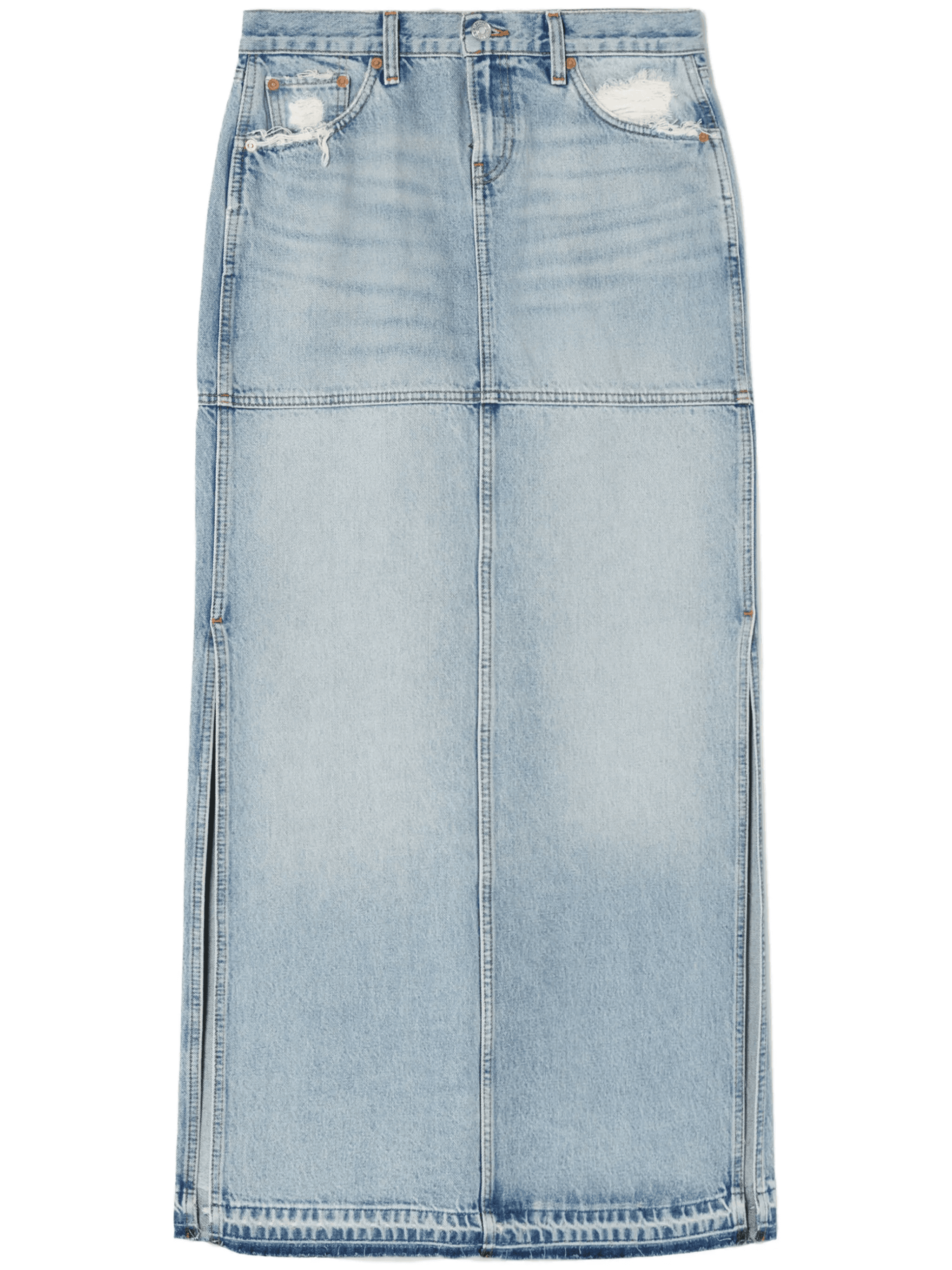 side-slit denim maxi skirt - Image 1
