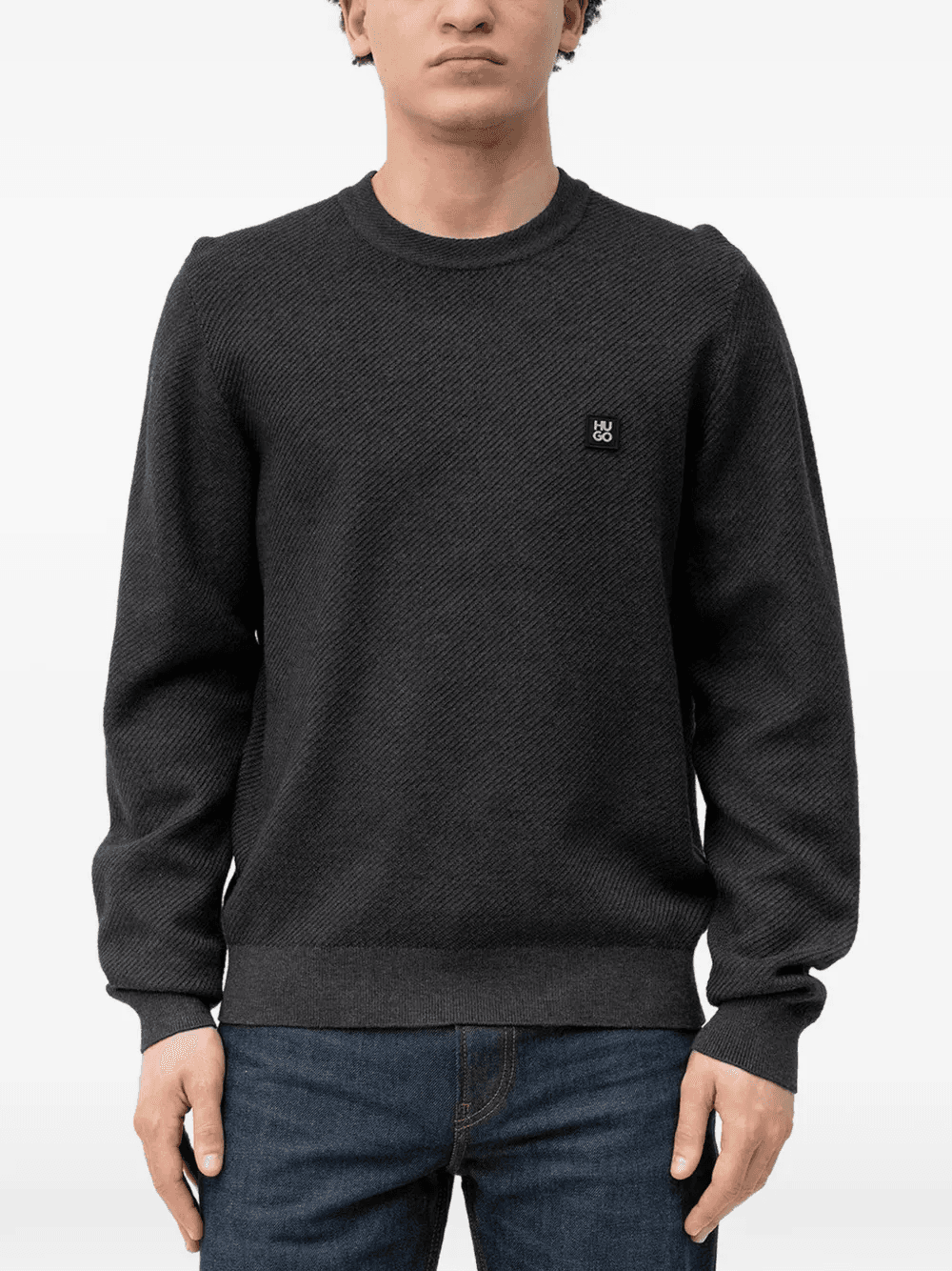Setal textured logo-patch jumper - Image 1