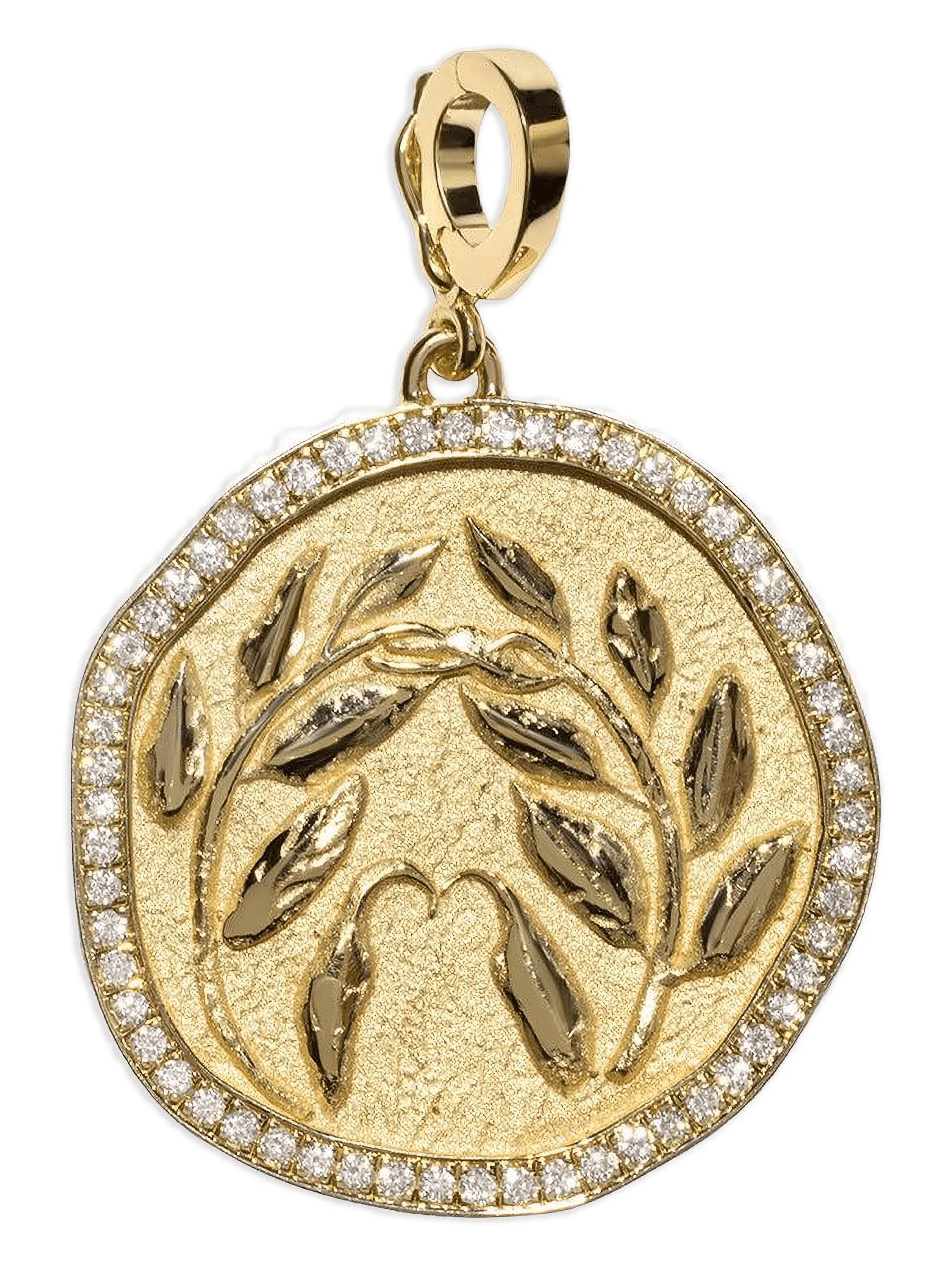diamond olive branch coin pendent - Image 1