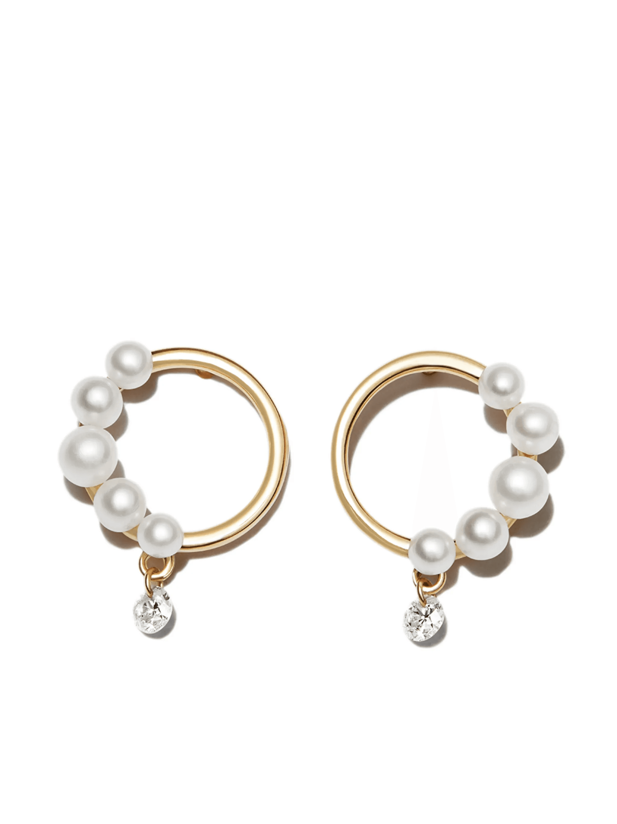 18kt yellow gold pearl and diamond stud earrings - Image 1
