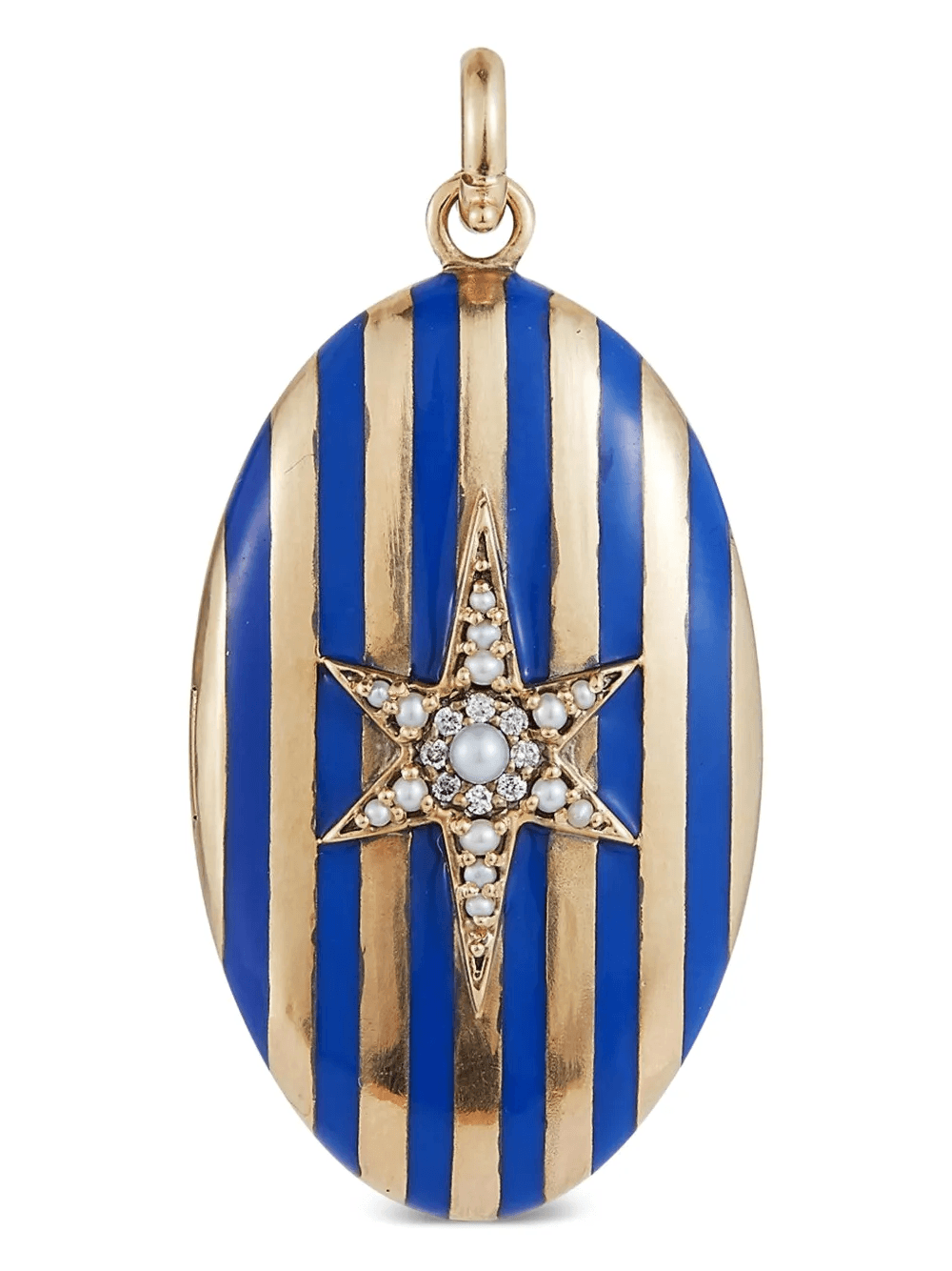 diamond pearl blue enamel striped lillian locket - Image 1