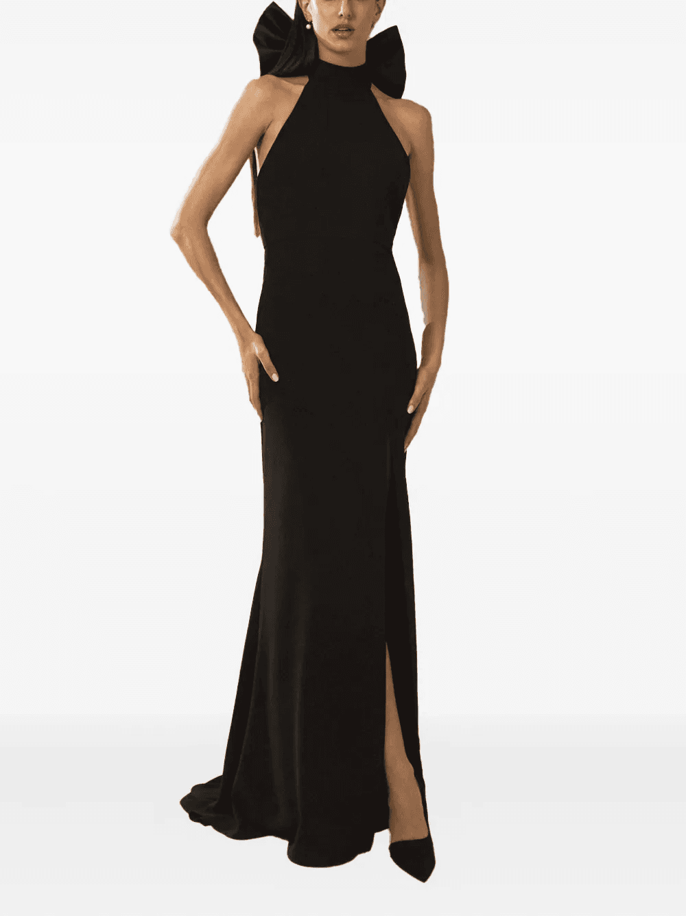 bow-detail halterneck dress - Image 1