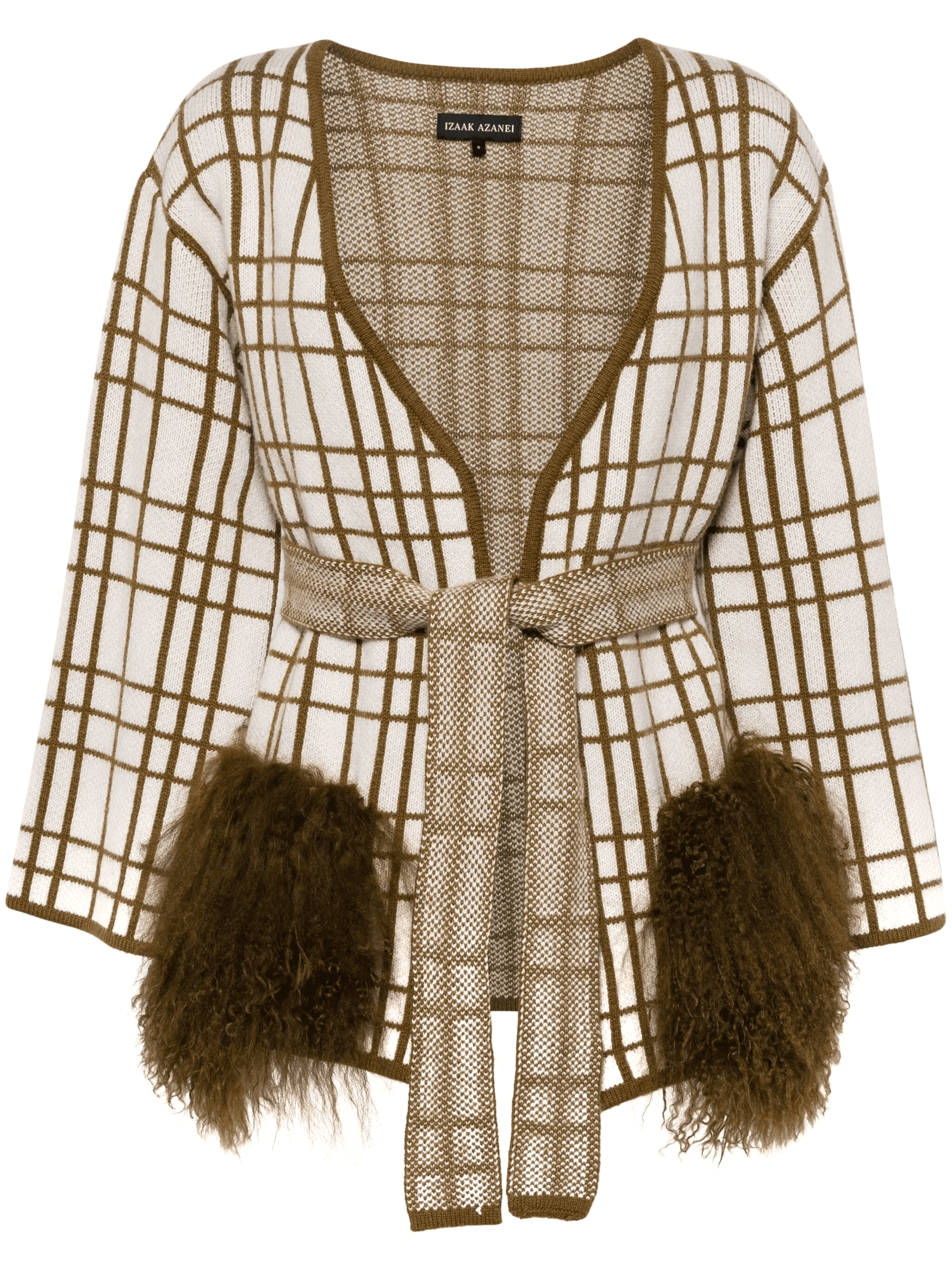 check-pattern wool cardigan - Image 1