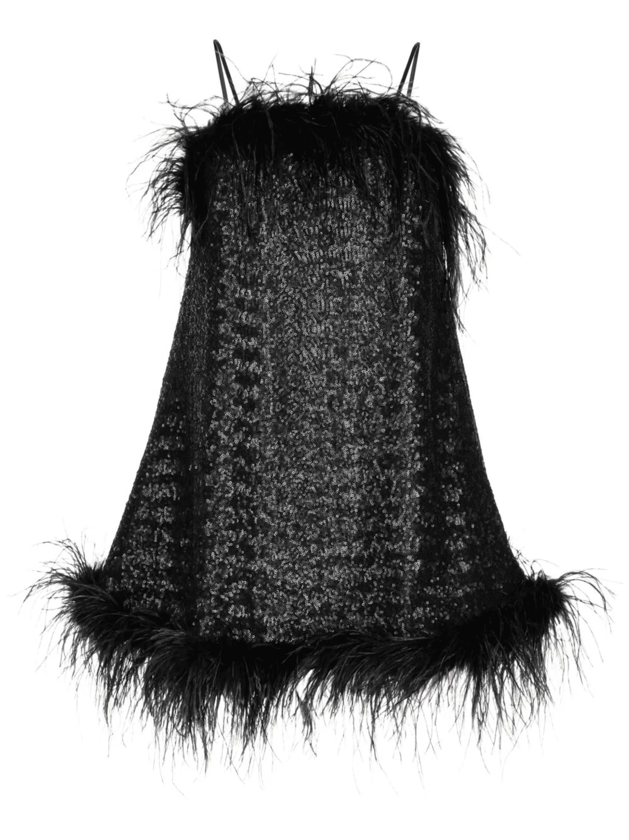 Seraphina feather-trim sequin dress - Image 1