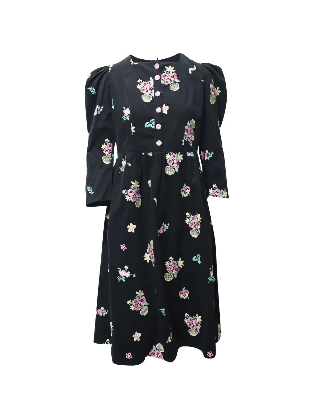 puff-sleeve floral-print dress - Image 1