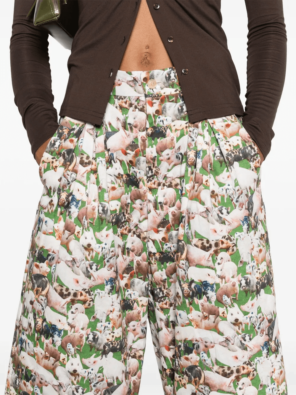 pigs-print pleated shorts - Image 1