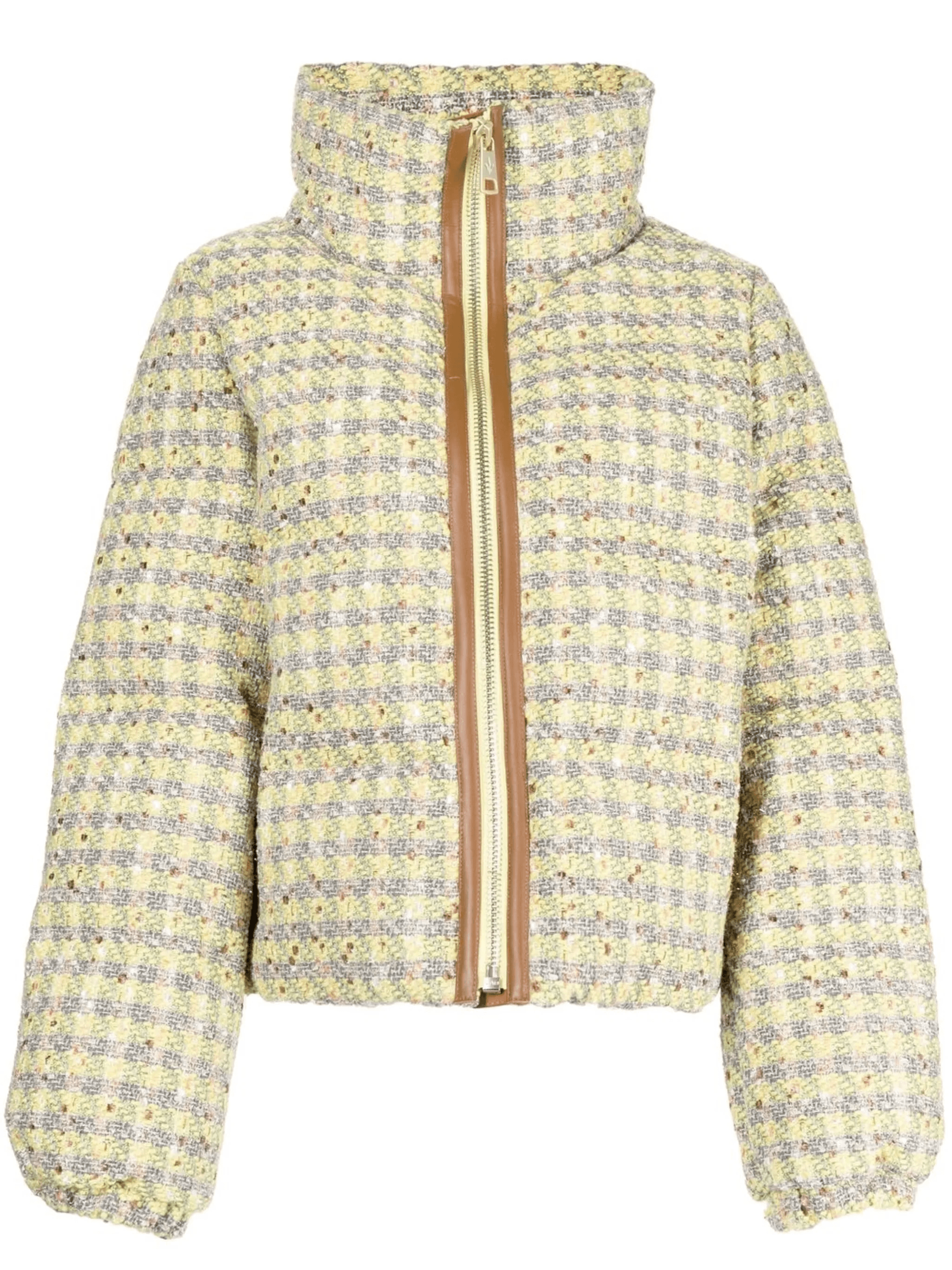 high-neck tweed puffer jacket - Image 1
