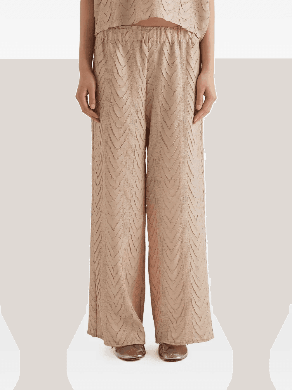 elasticed-waist pattern trousers - Image 1