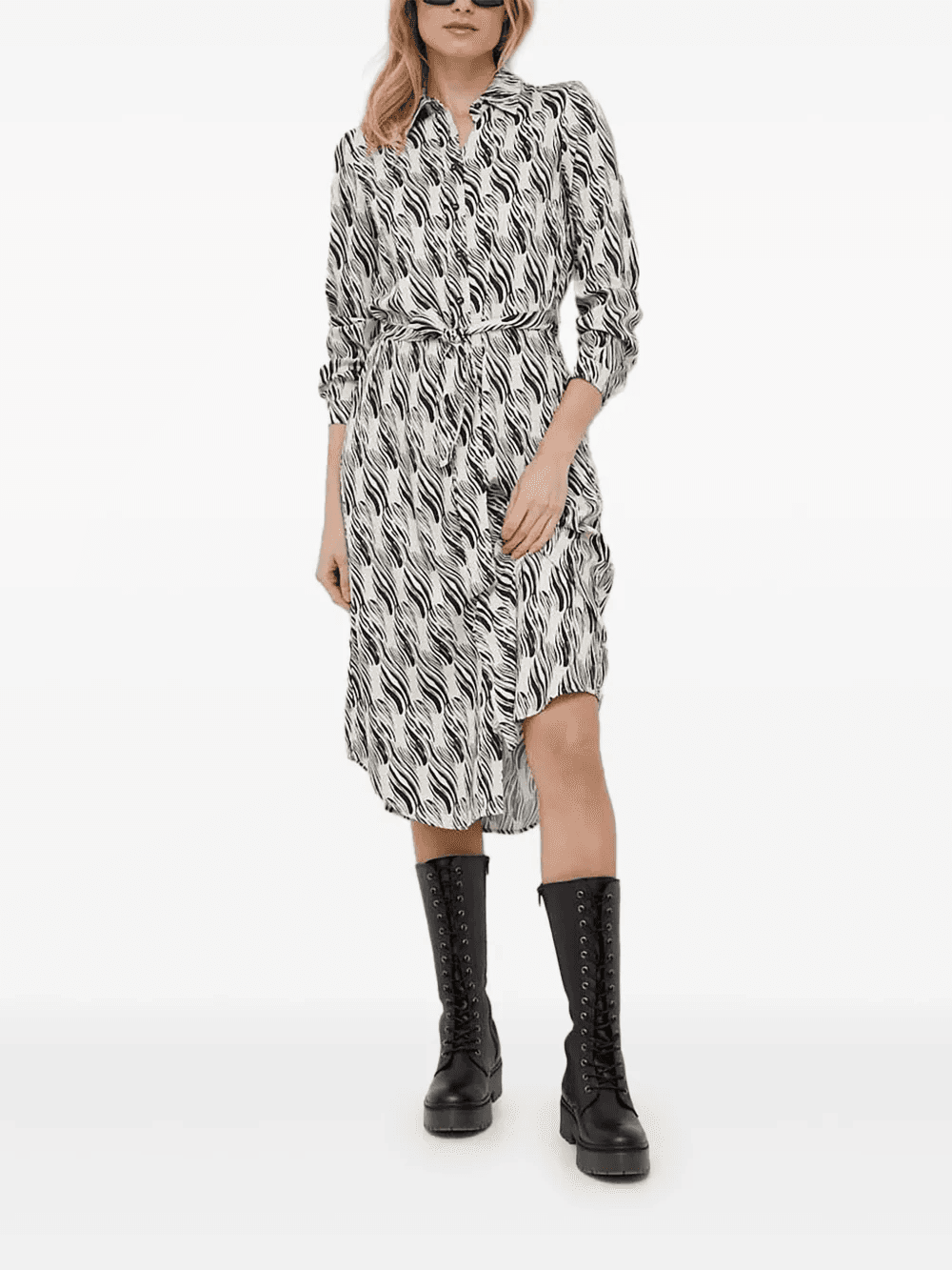belted midi shirt dress - Image 1