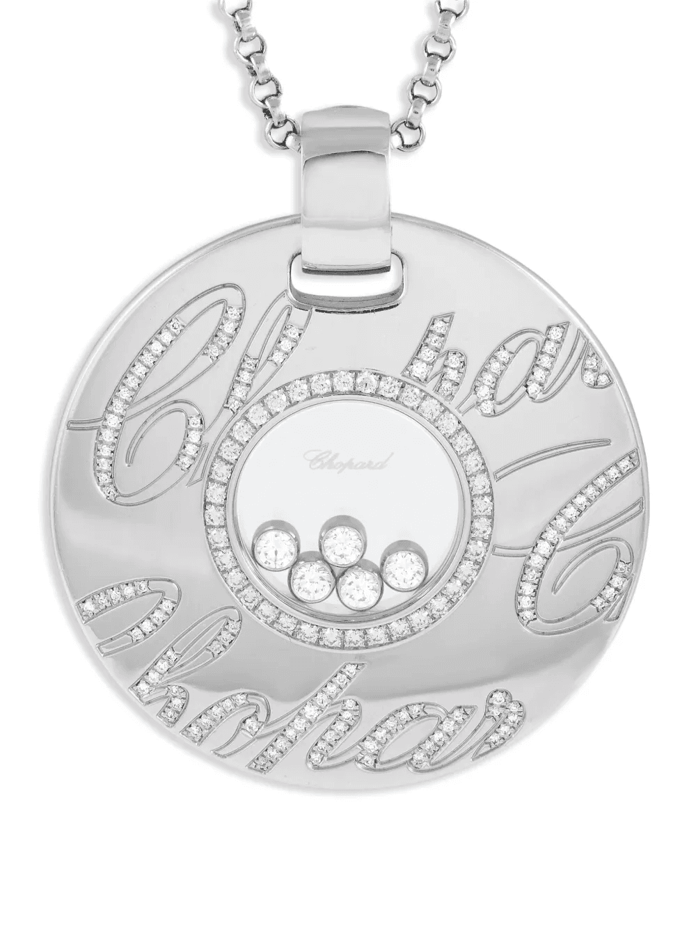 18kt white gold Happy diamond necklace - Image 1