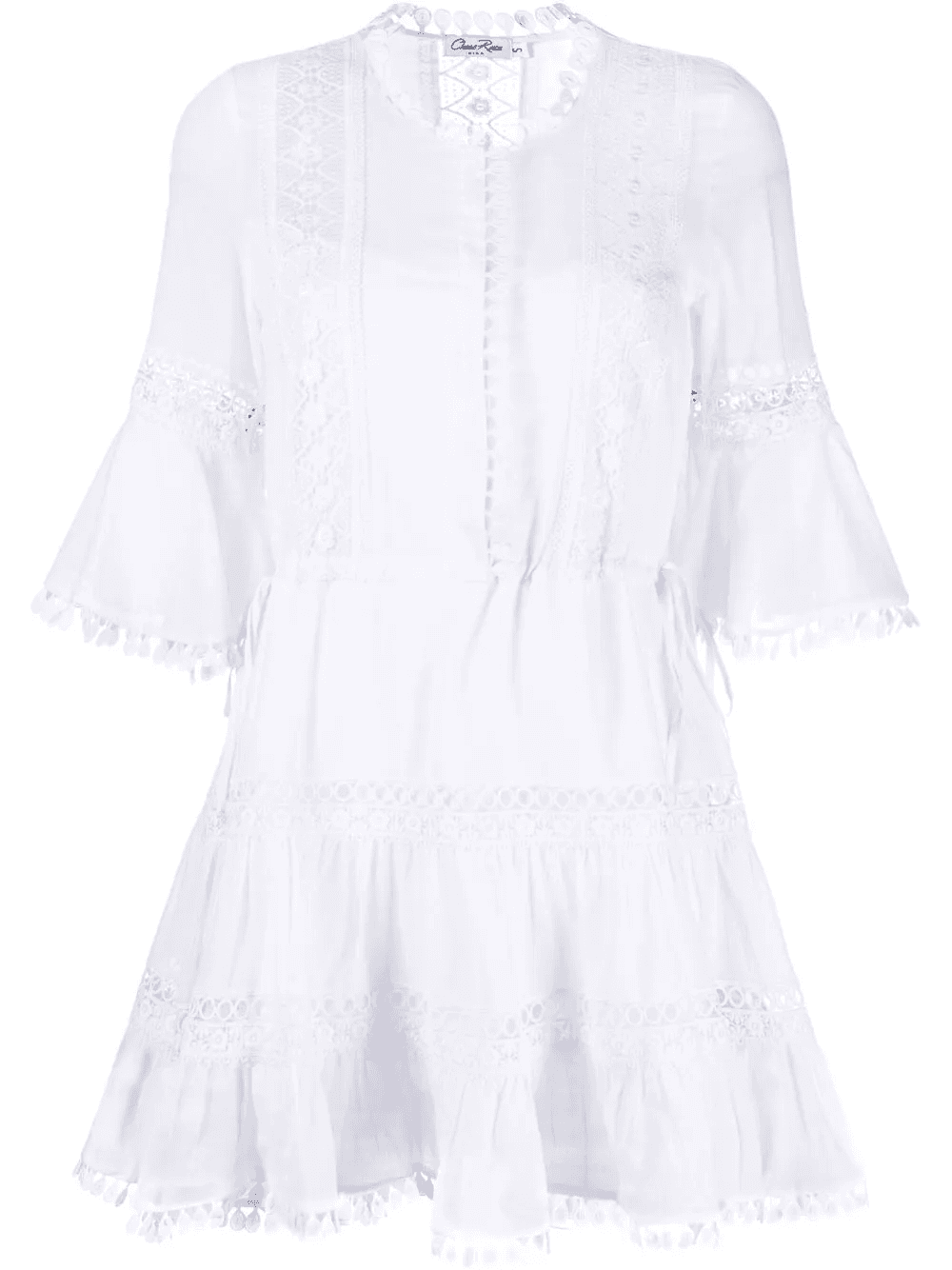 lace-detail cotton shirtdress - Image 1