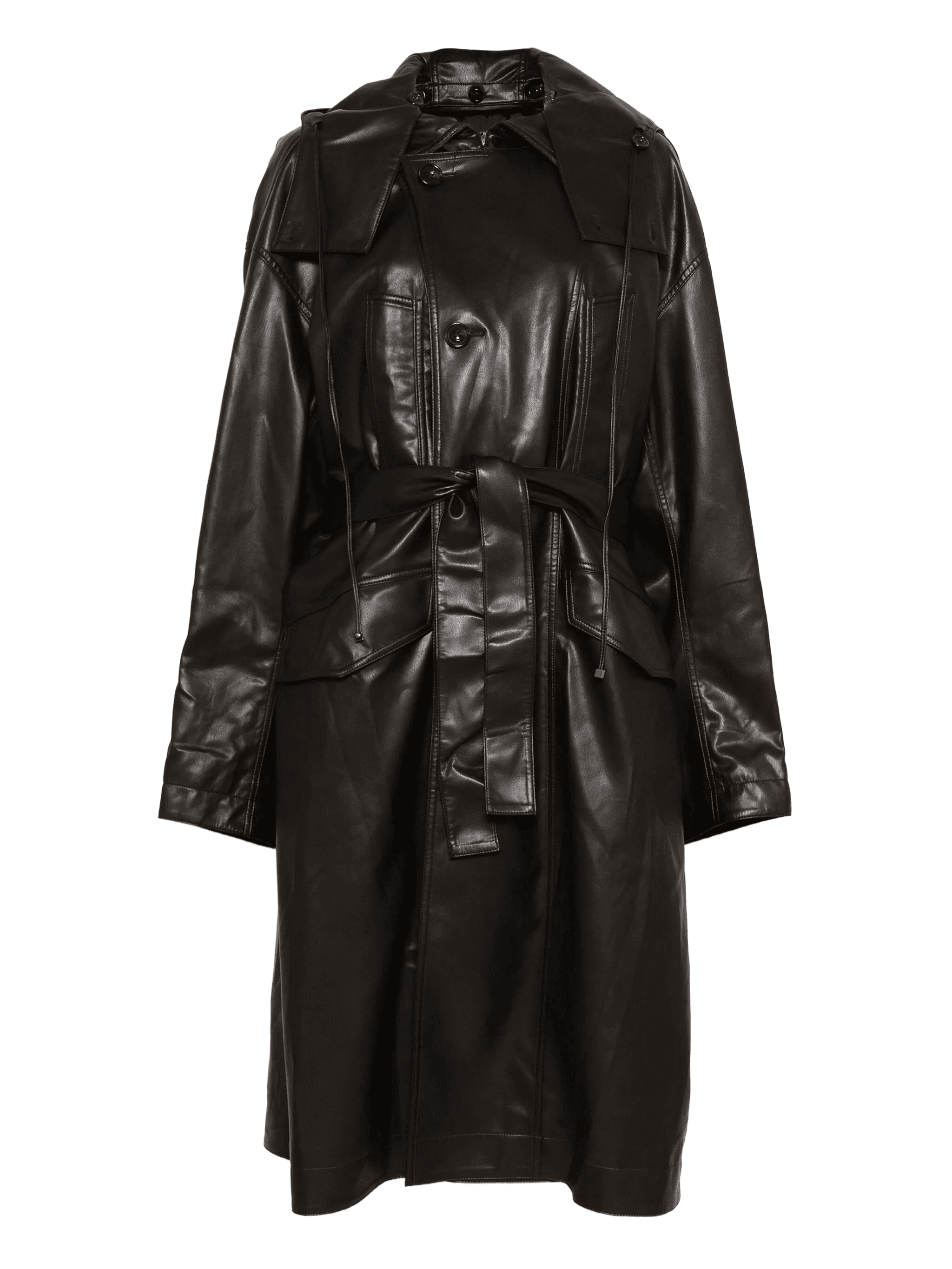 belted hooded coat - Image 1