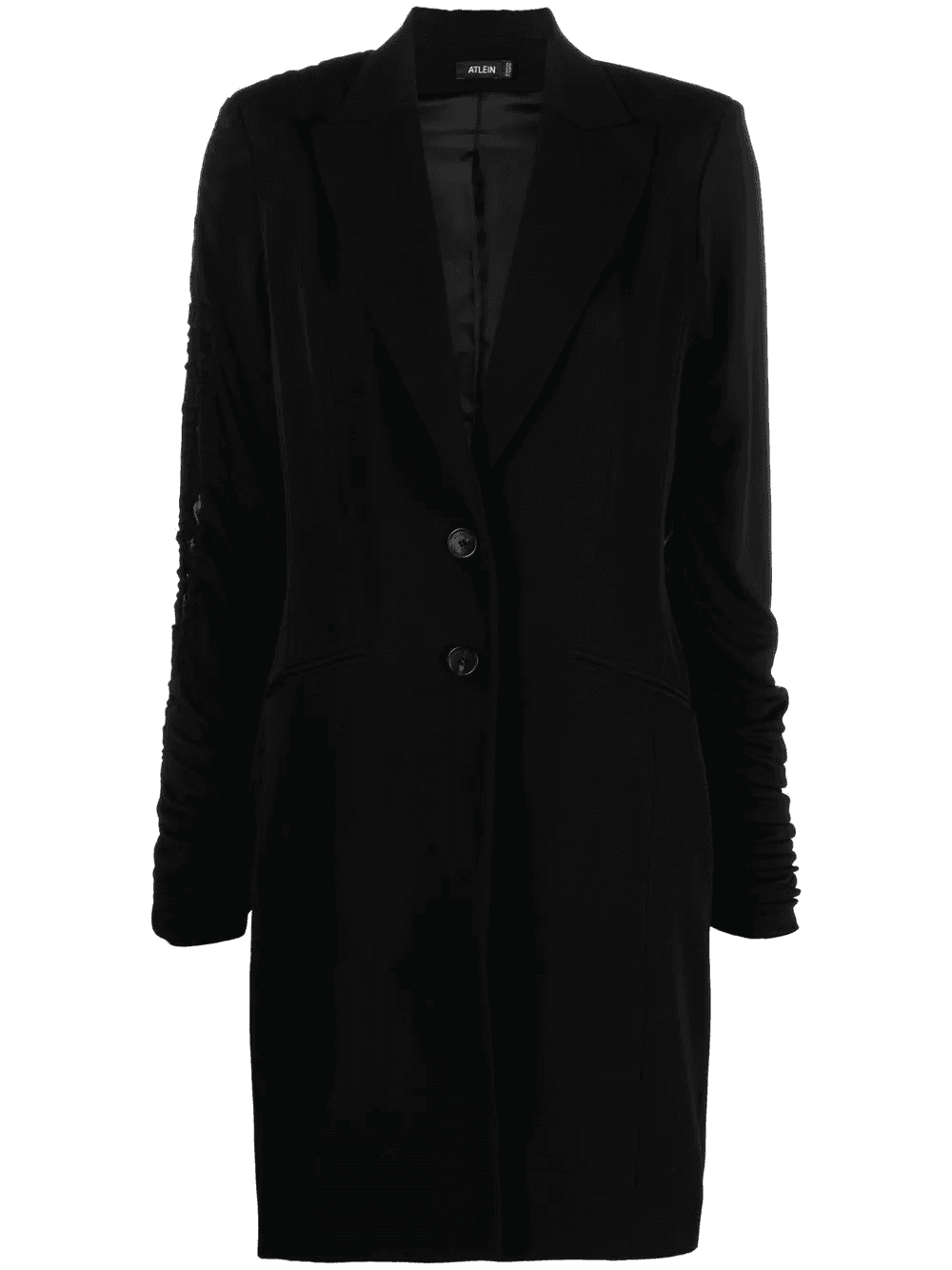 ruched-sleeve wool blazer dress - Image 1
