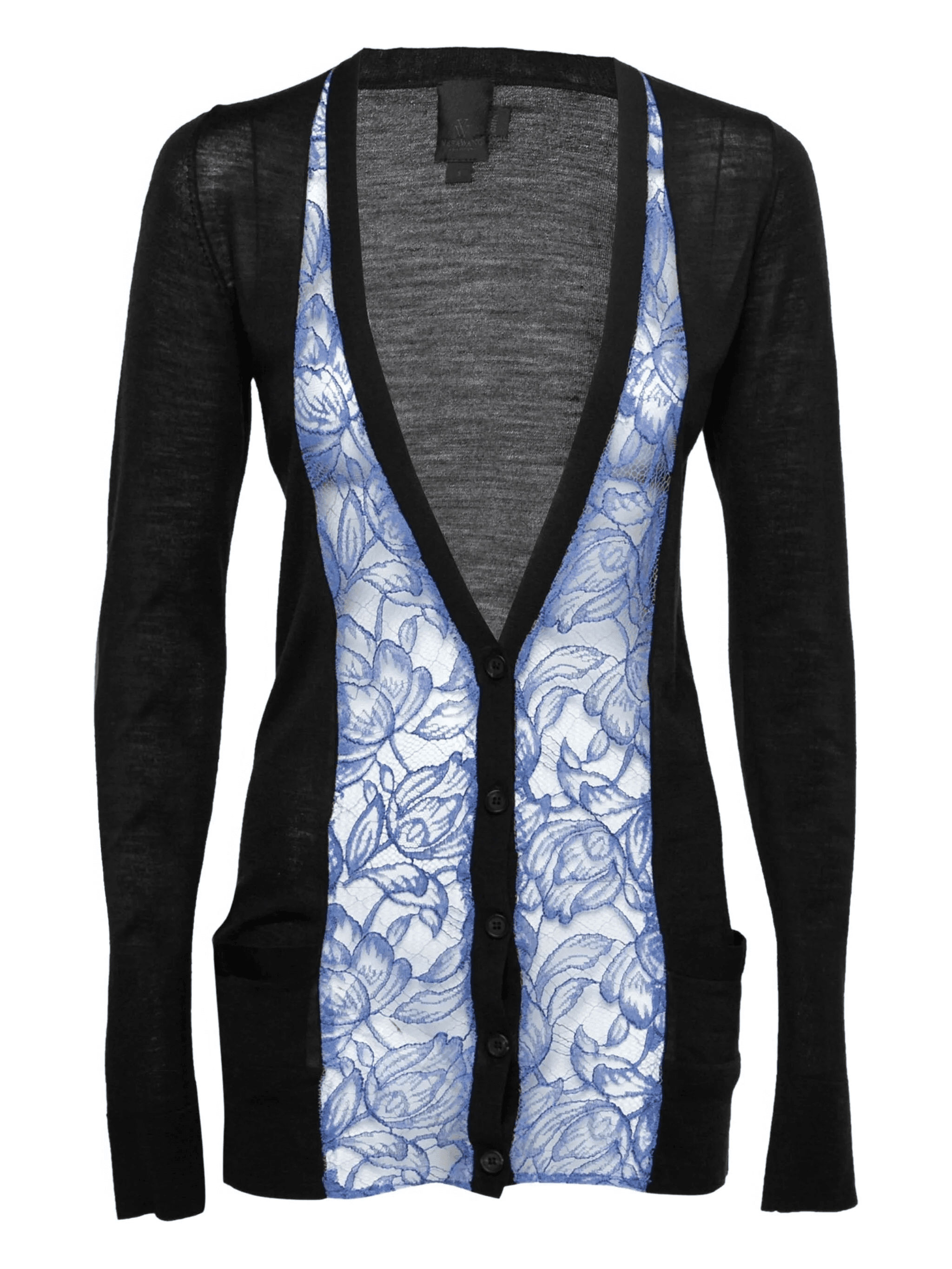 lace-panel wool cardigan - Image 1