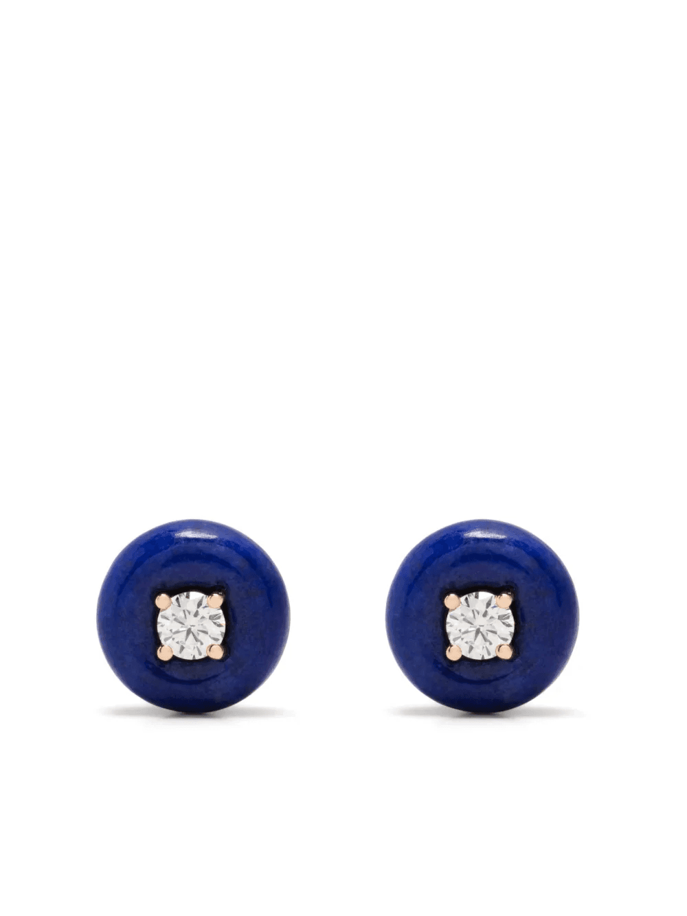 18kt rose gold Orbit Medium diamond and lapis lazuli studs - Image 1