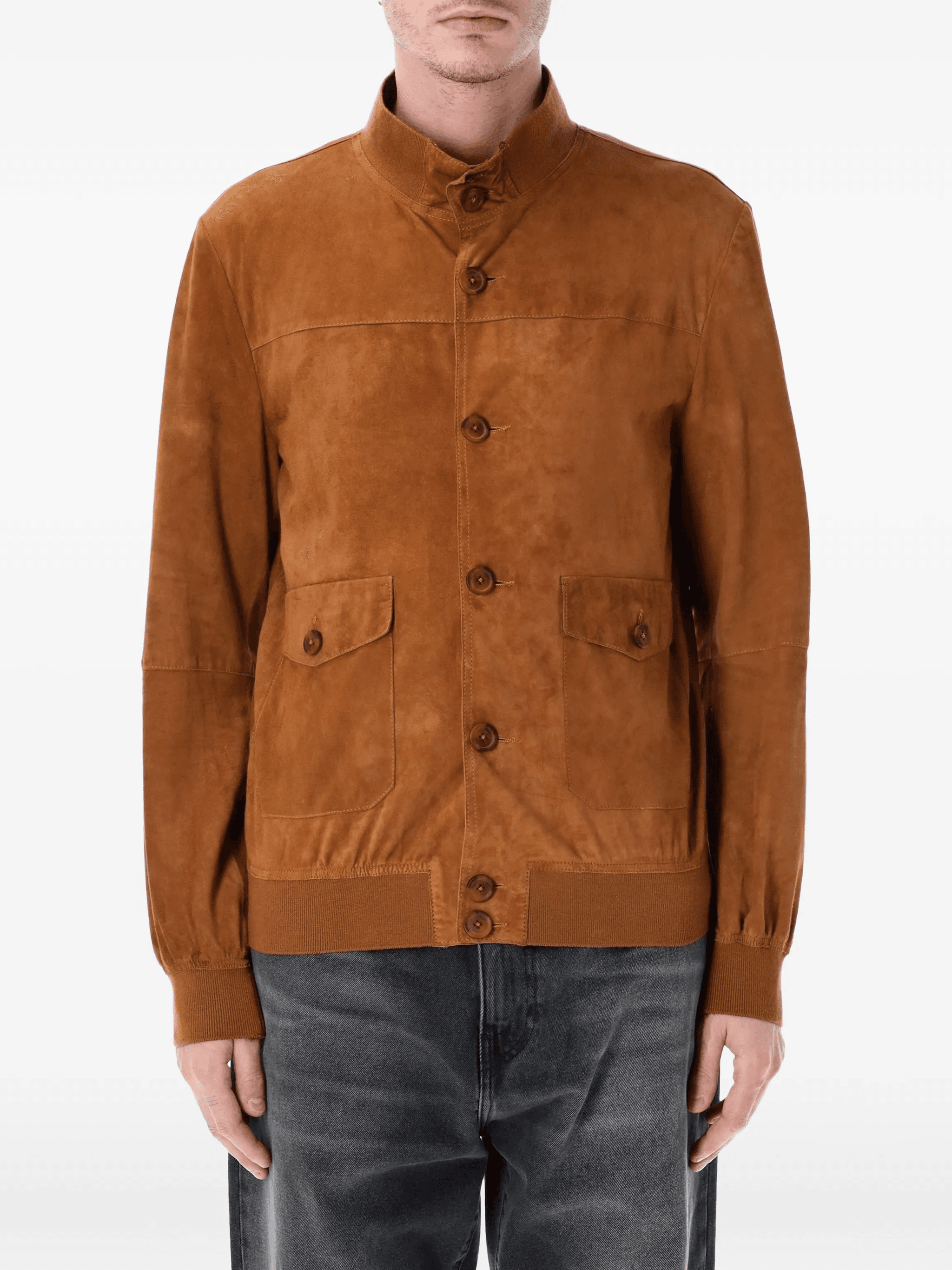 buttoned leather jacket - Image 1