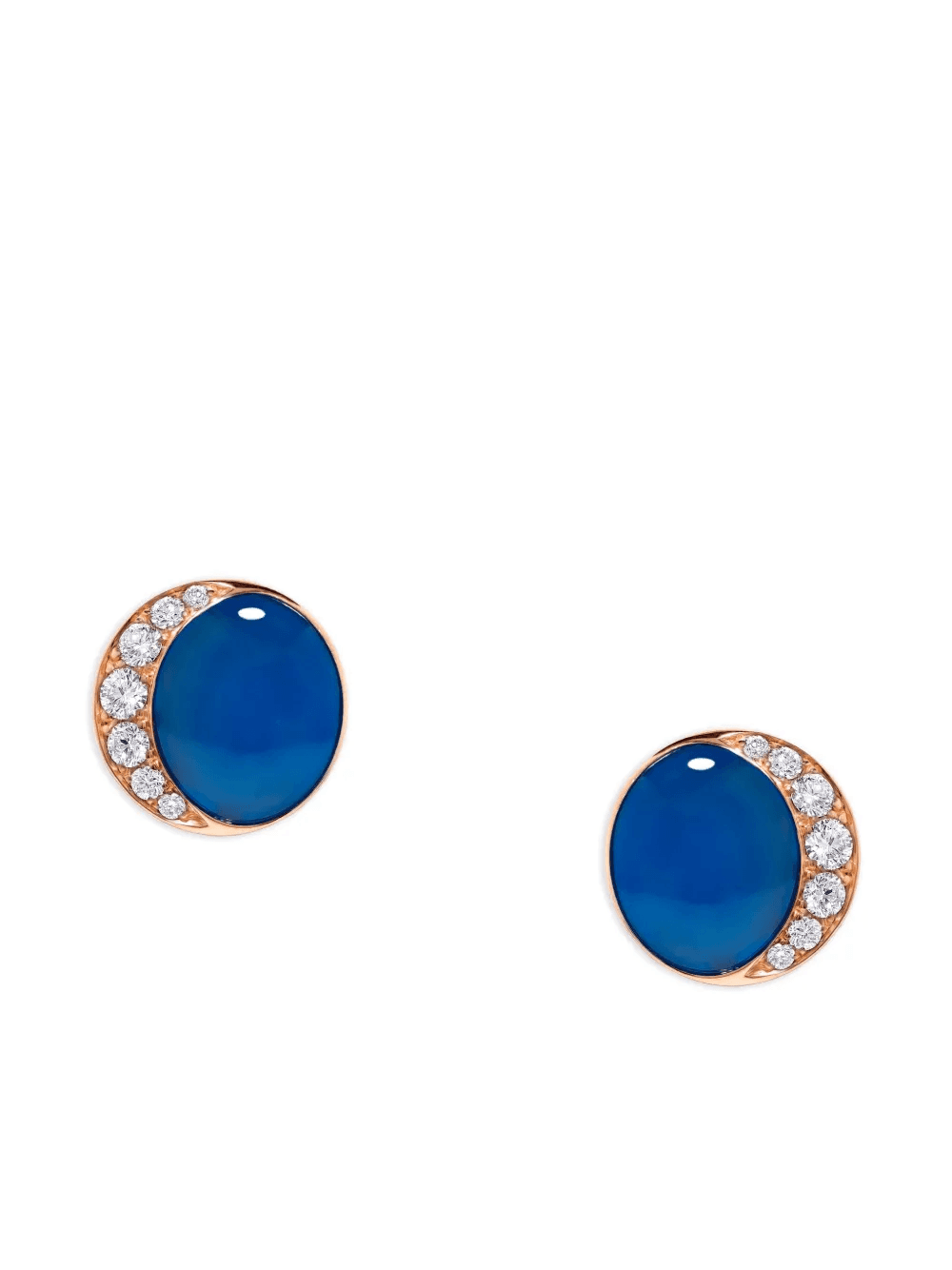 18K rose-gold Fortuna round-shape diamond-embellishment earrings - Image 1
