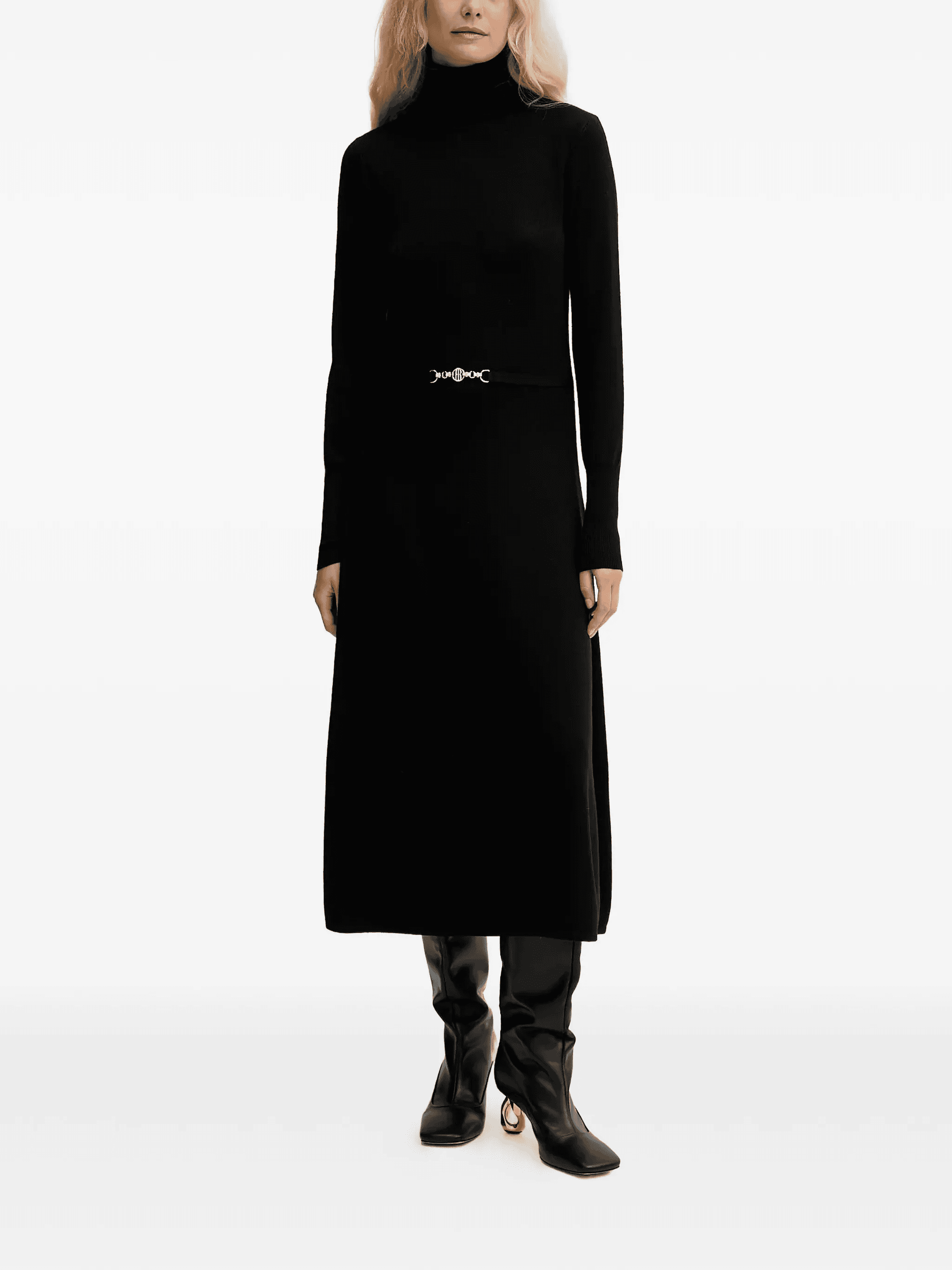 roll-neck belted midi dress - Image 1