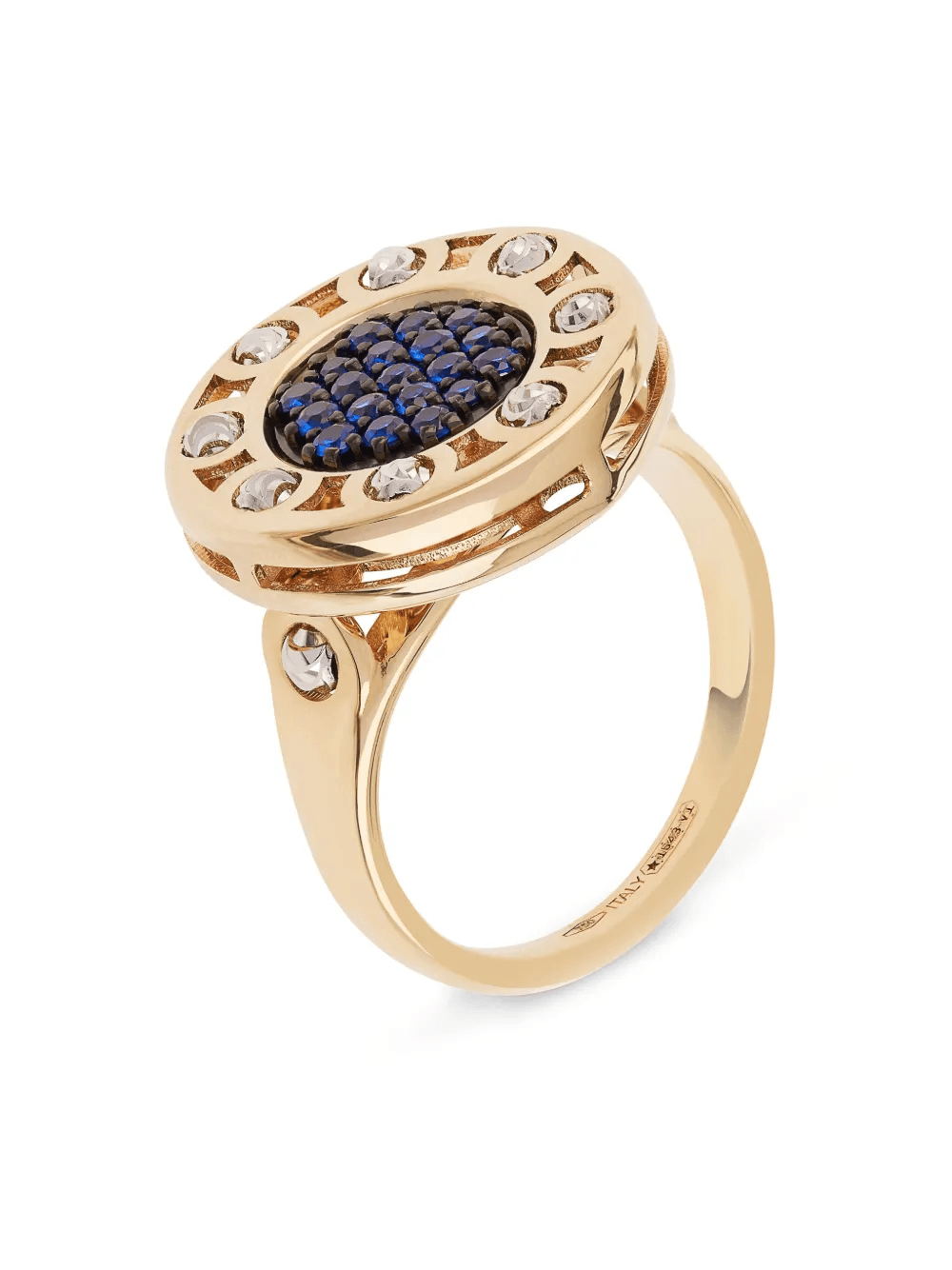 18kt yellow and white gold small SenzaTempo sapphire ring - Image 1