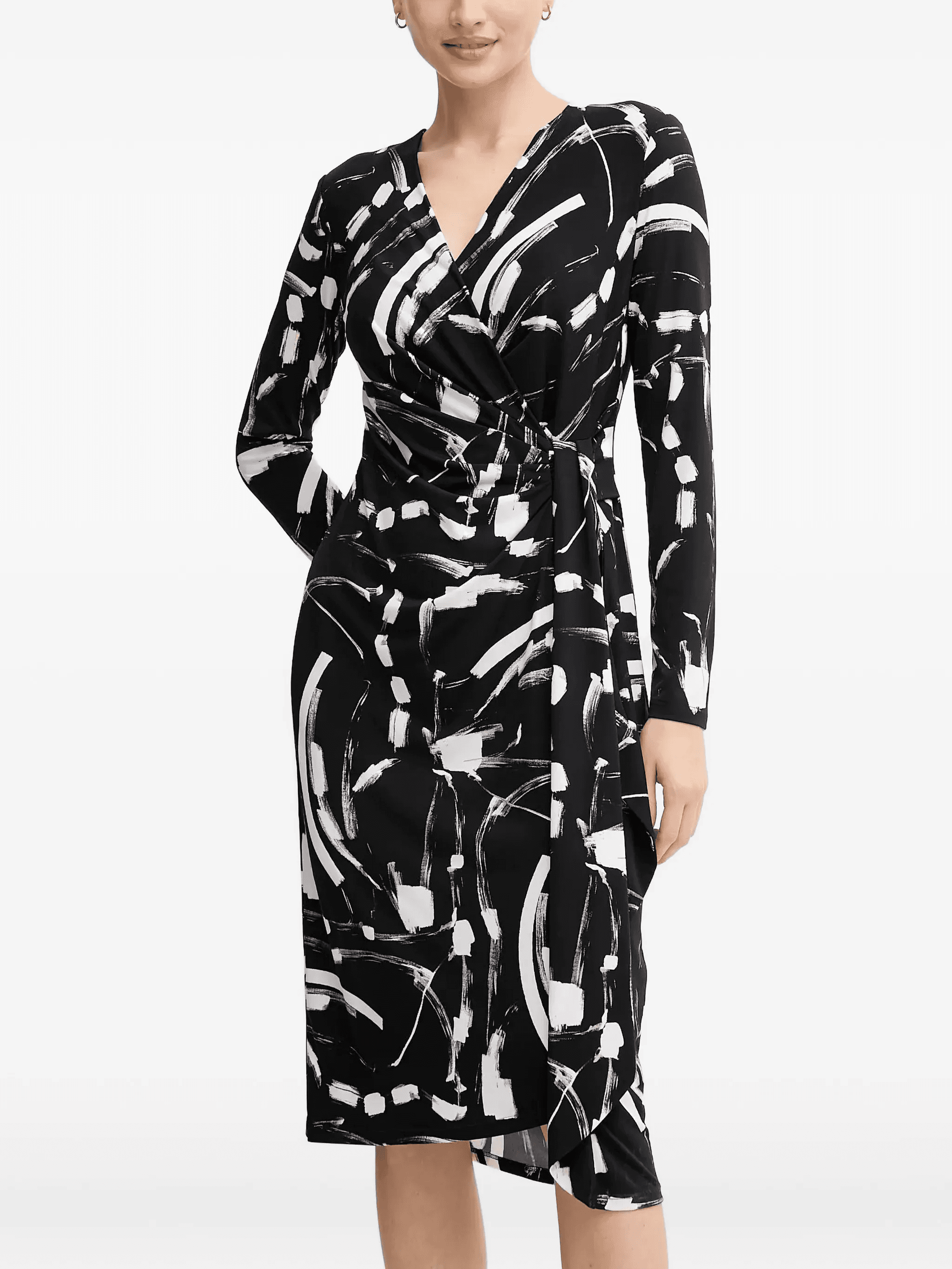 graphic-print V-neck midi dress - Image 1